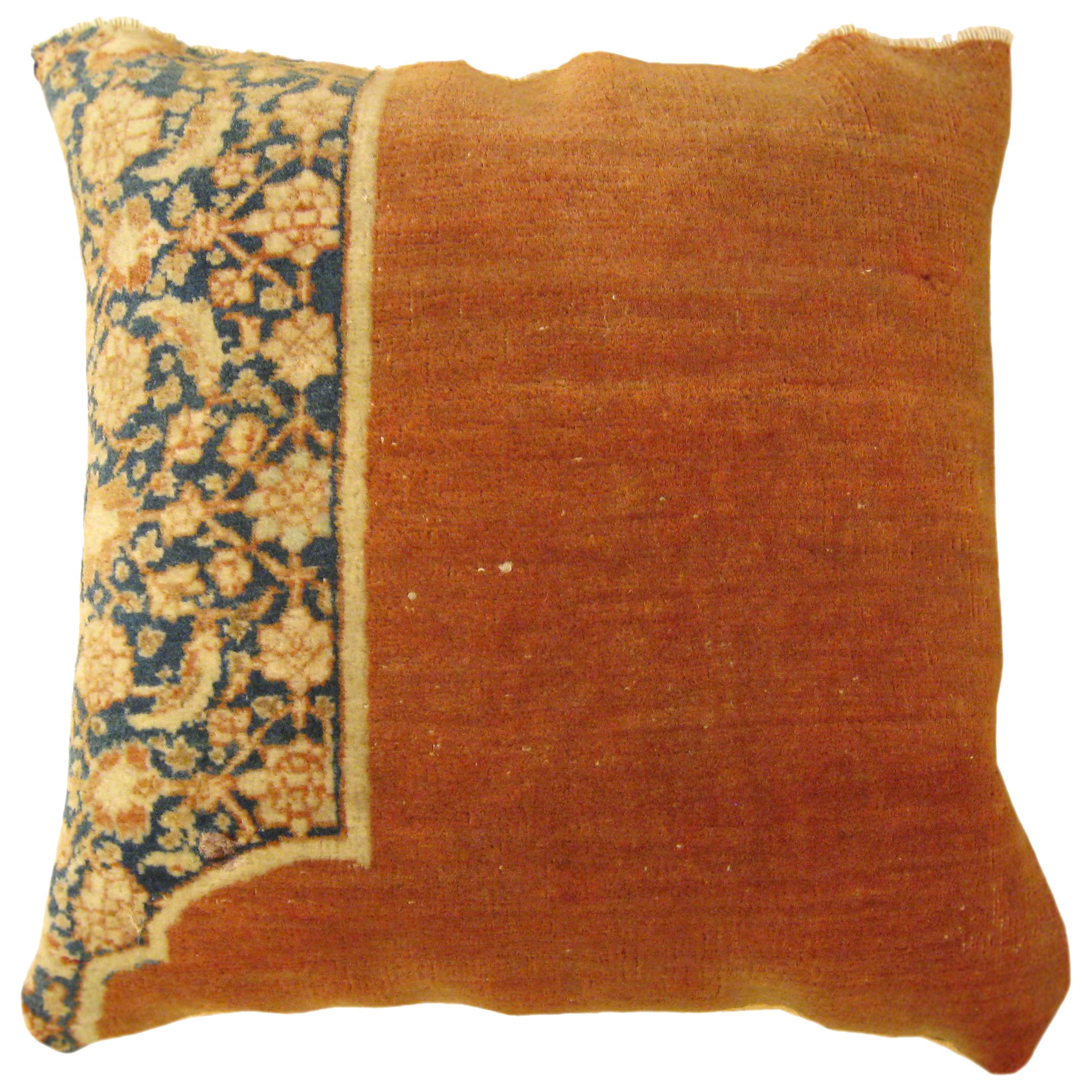 Vintage Decorative Persian Tabriz Oriental Carpet Pillow For Sale