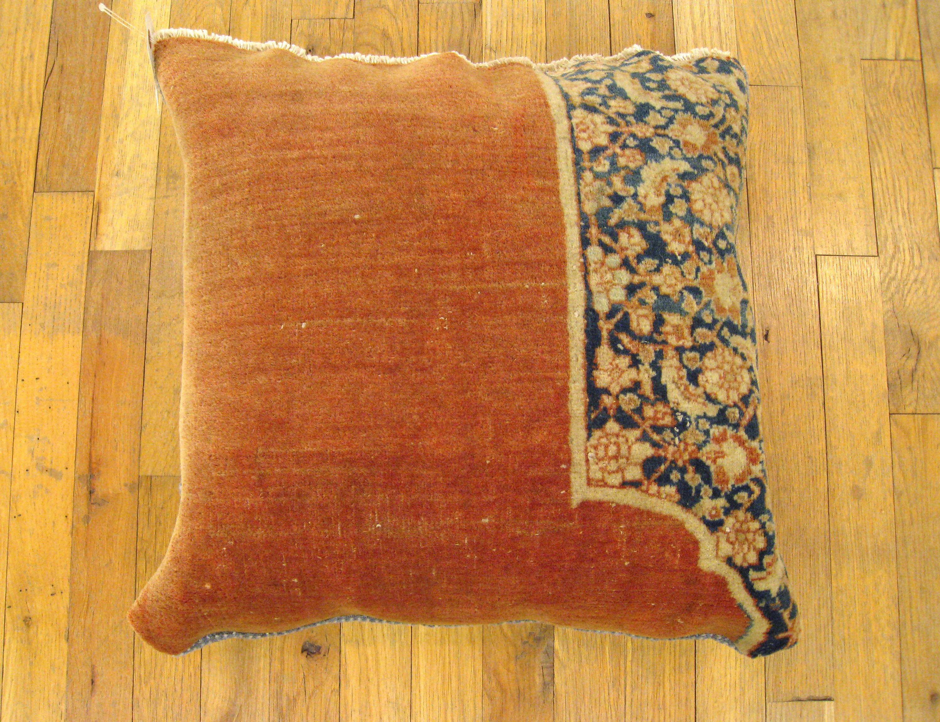 A vintage Persian Tabriz oriental carpet pillow, size 20