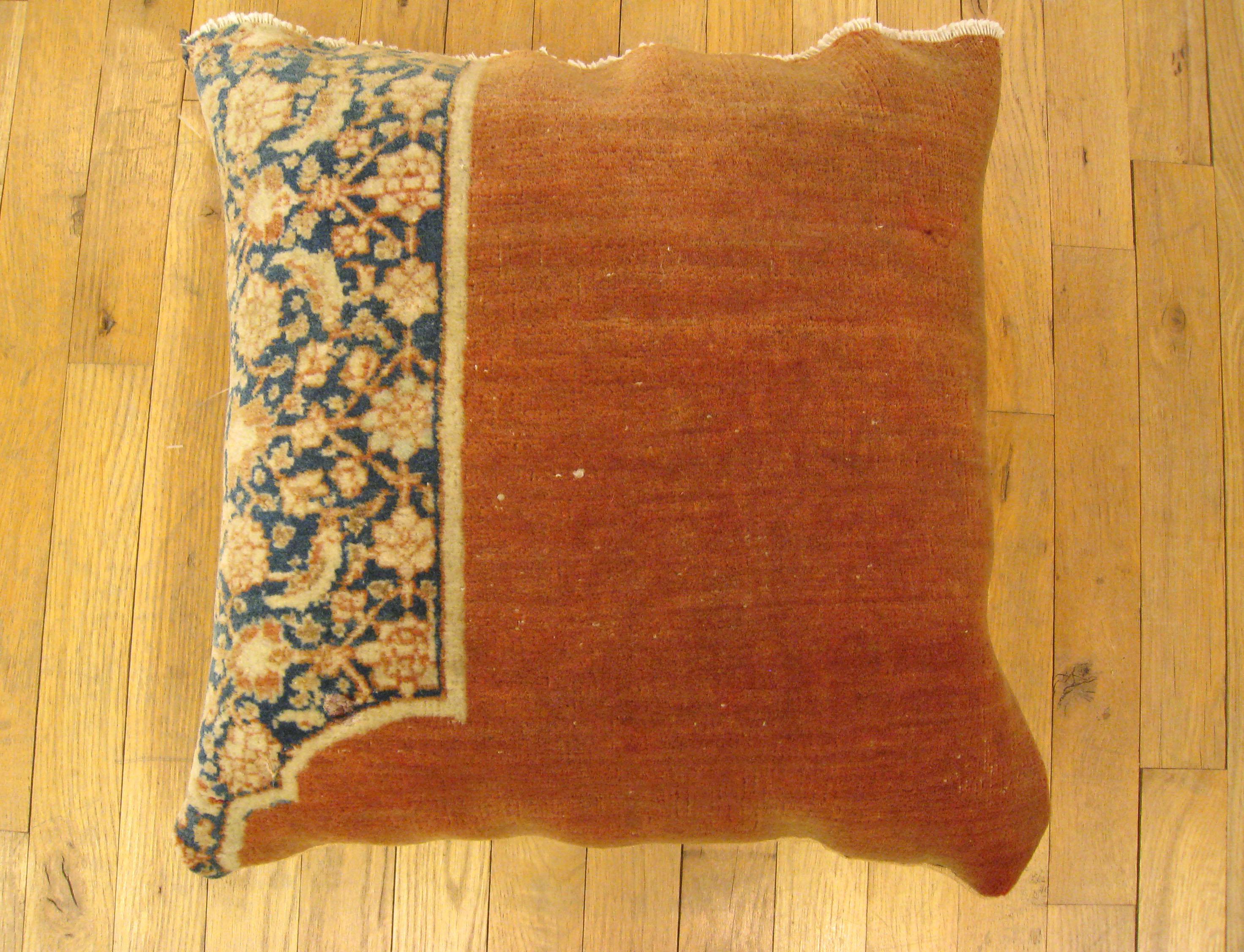 A vintage Persian Tabriz oriental carpet pillow, size 20