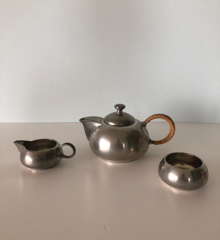 Vintage Decorative Pewter Tea Set by Royal Holland For Sale at 1stDibs