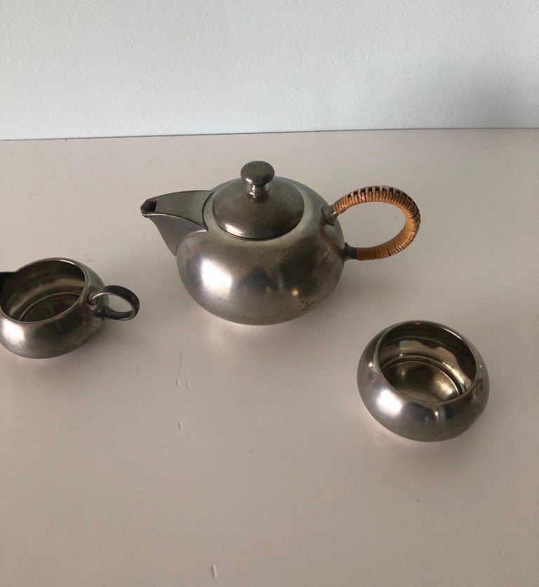 Vintage Decorative Pewter Tea Set by Royal Holland For Sale at 1stDibs