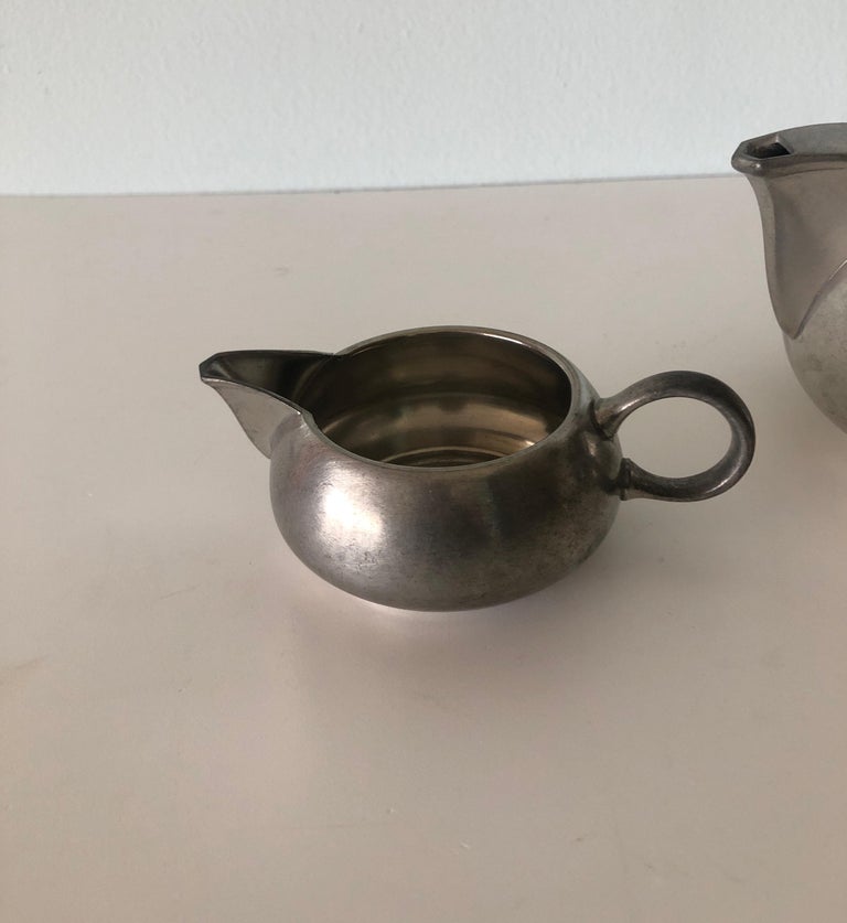 Vintage Decorative Pewter Tea Set by Royal Holland For Sale at 1stDibs