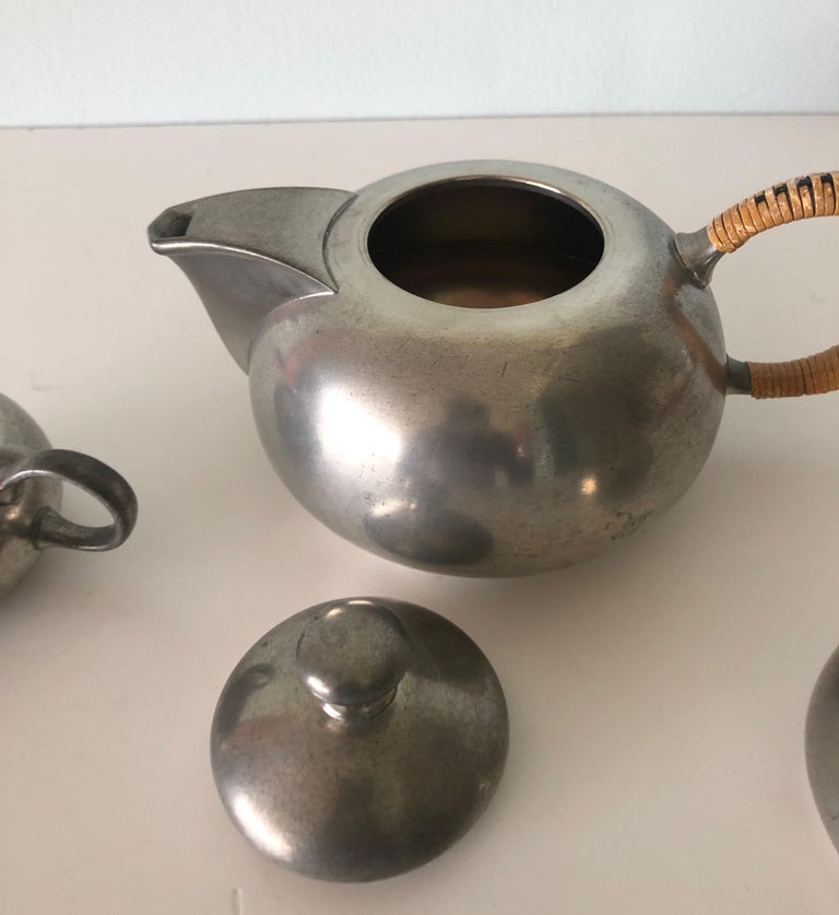Vintage Decorative Pewter Tea Set by Royal Holland For Sale at 1stDibs