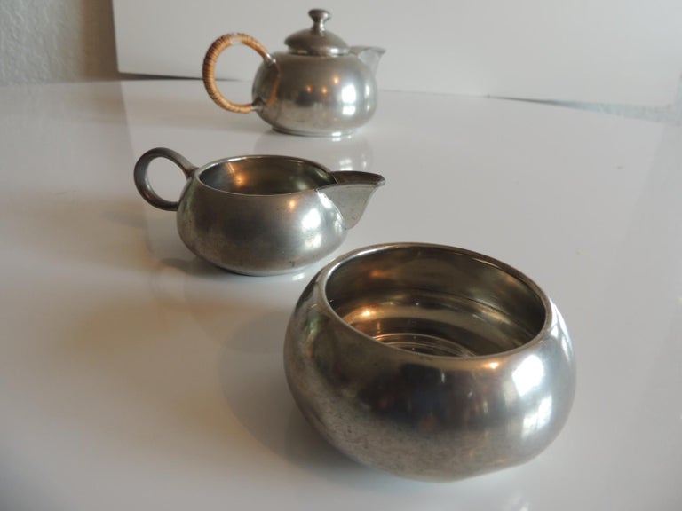 Vintage Decorative Pewter Tea Set by Royal Holland For Sale at 1stdibs