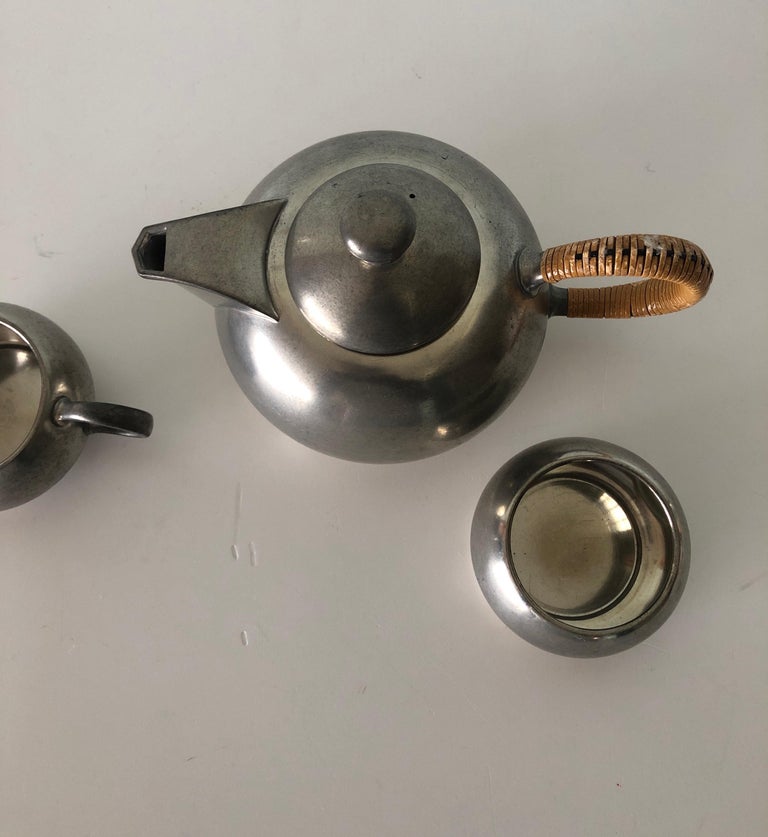 Vintage Decorative Pewter Tea Set by Royal Holland For Sale at 1stDibs