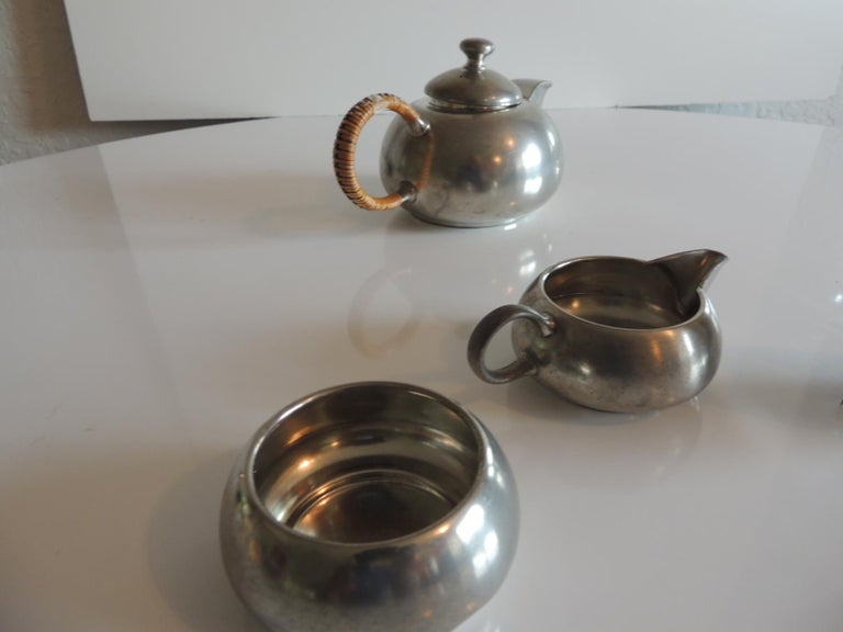 Vintage Decorative Pewter Tea Set by Royal Holland For Sale at 1stdibs