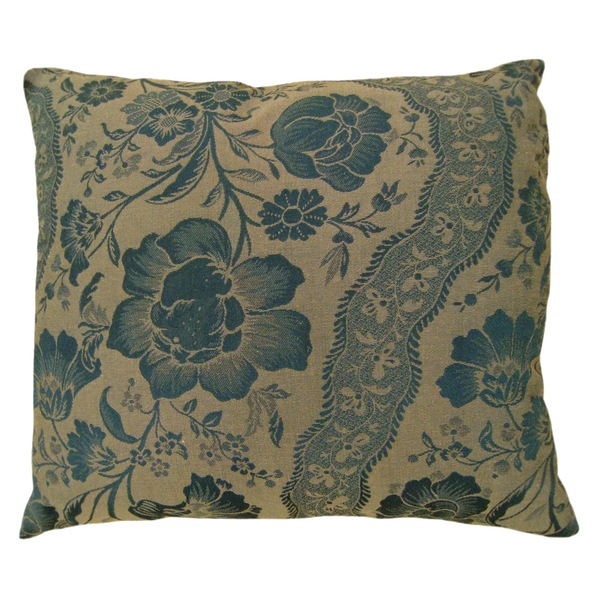 Vintage Decorative Pillow with Directional Floral Pattern For Sale