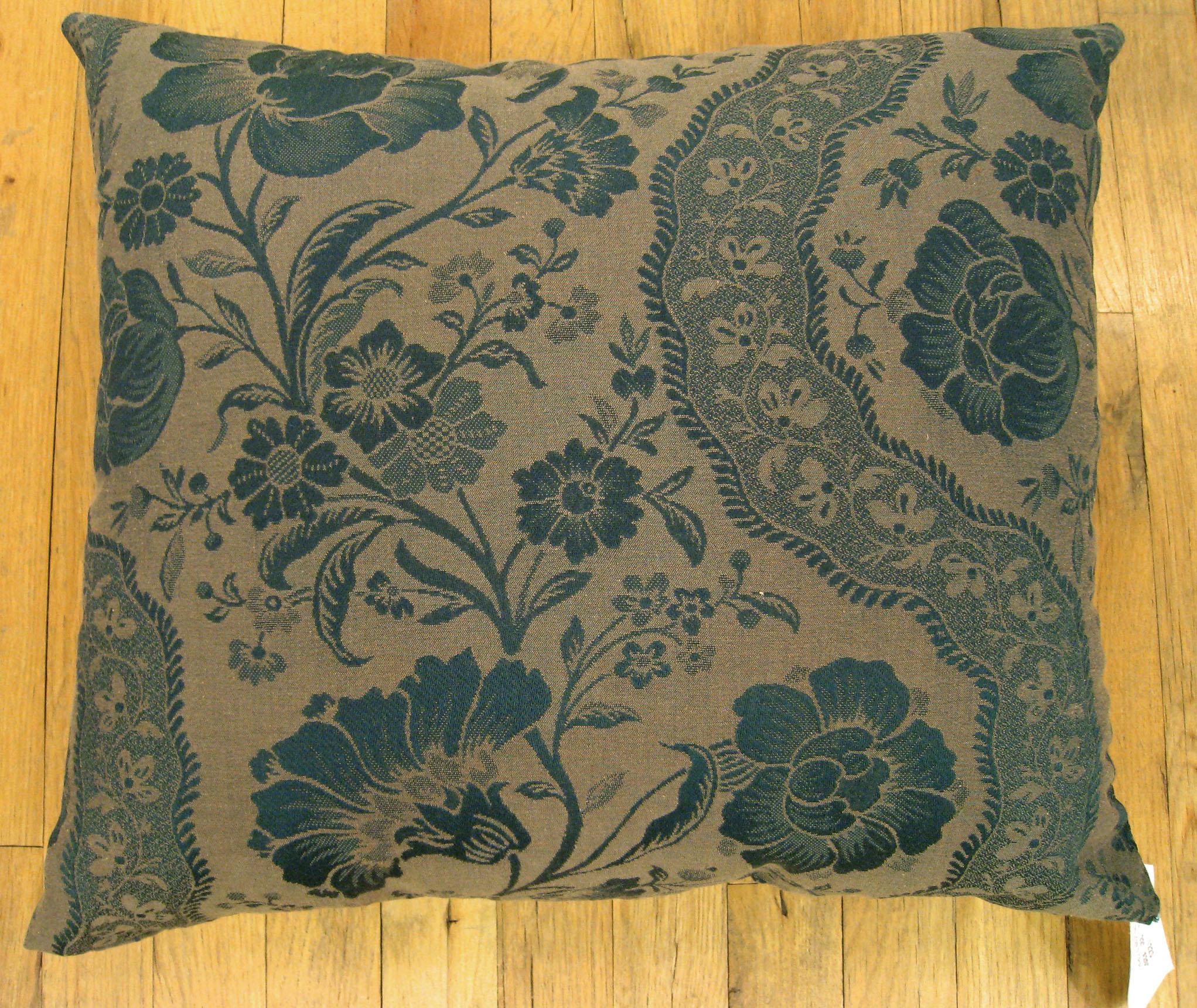 Vintage Decorative Pillow with Directional Floral Pattern In Fair Condition In New York, NY