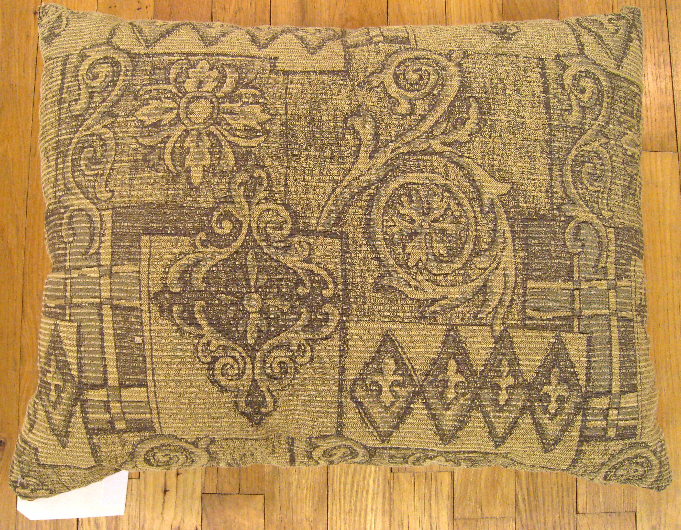 Vintage Decorative Pillow with Floro-Geometric Design on Both Sides In Fair Condition For Sale In New York, NY