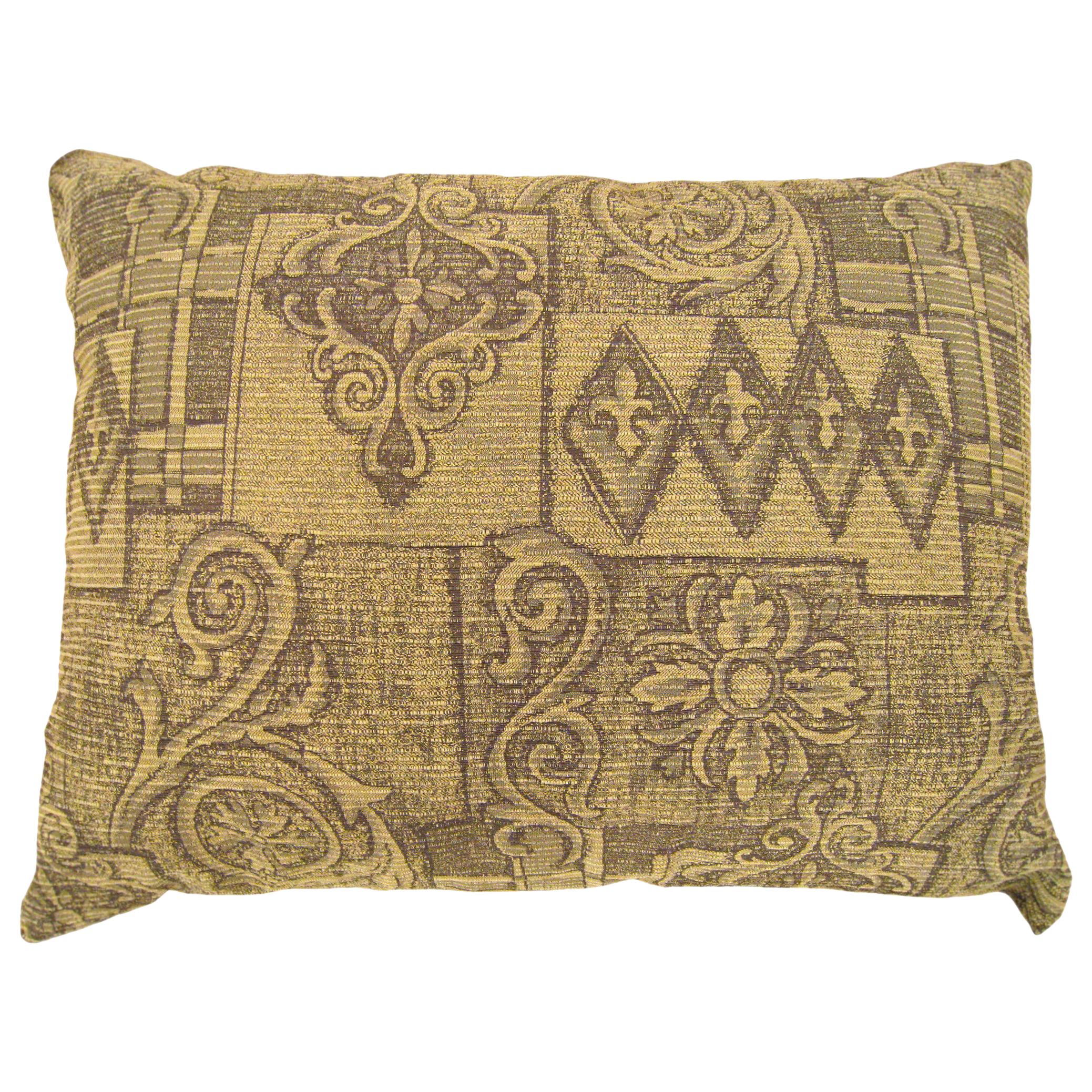 Vintage Decorative Pillow with Floro-Geometric Design on Both Sides For Sale