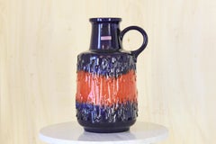 Vintage Decorative Ceramic Blue and Red Vase from Scheurich Firm, 1960s