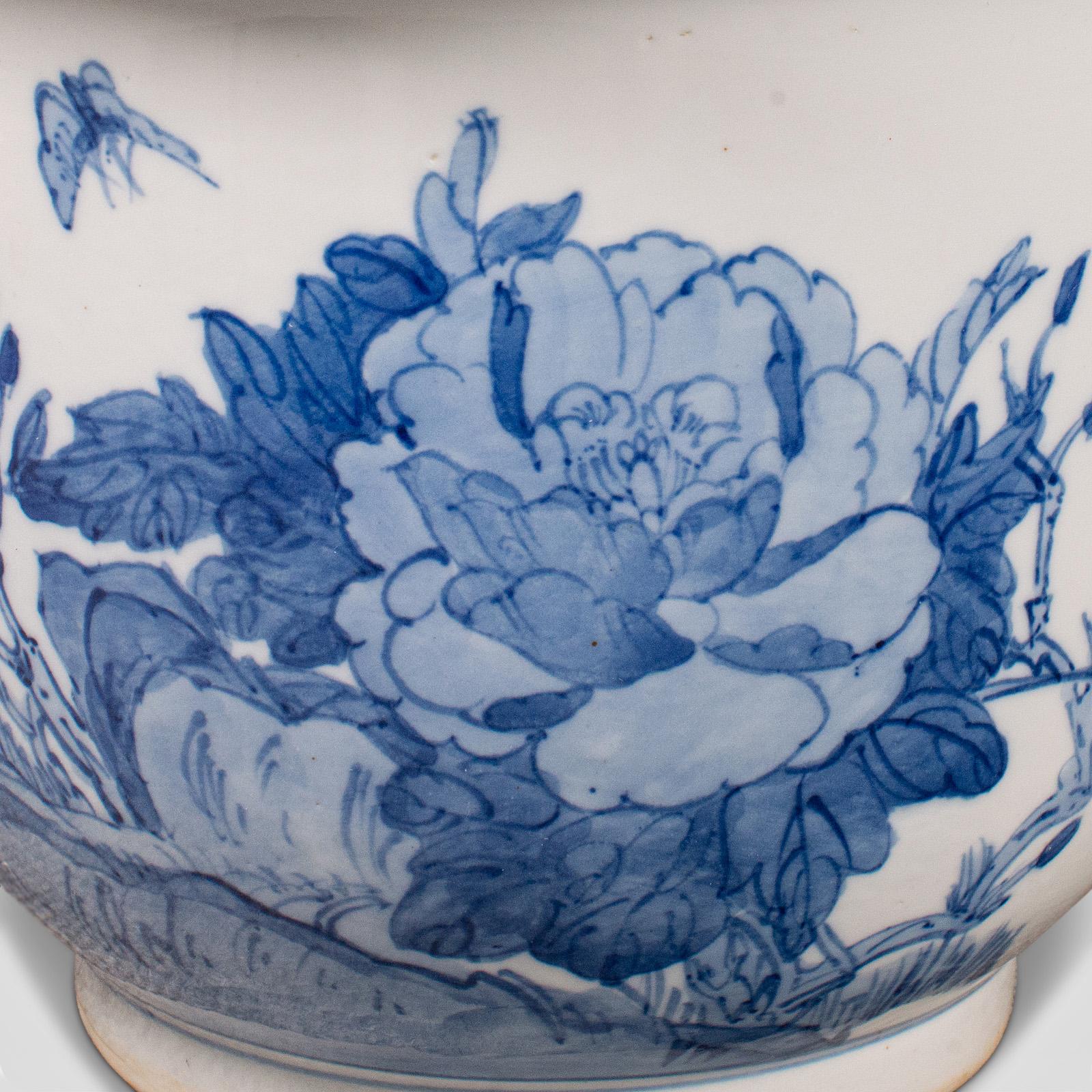 Dekoratives Vintage-Pflanzgefäß, chinesisch, Keramik, blau und weiß, Jardiniere, Topf im Angebot 2