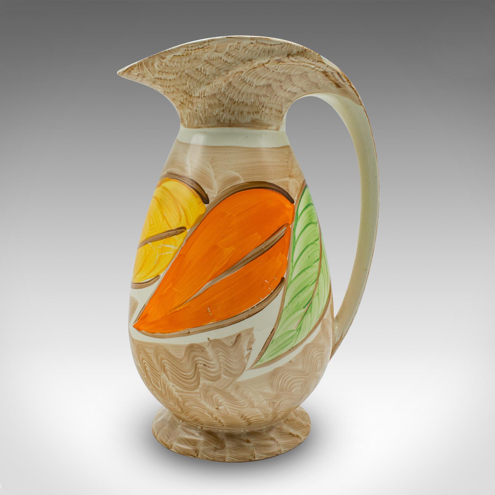 Caraffa per versare decorativa d'epoca, inglese, in ceramica, Art Deco, C.C. 1930 In condizioni buone in vendita a Hele, Devon, GB