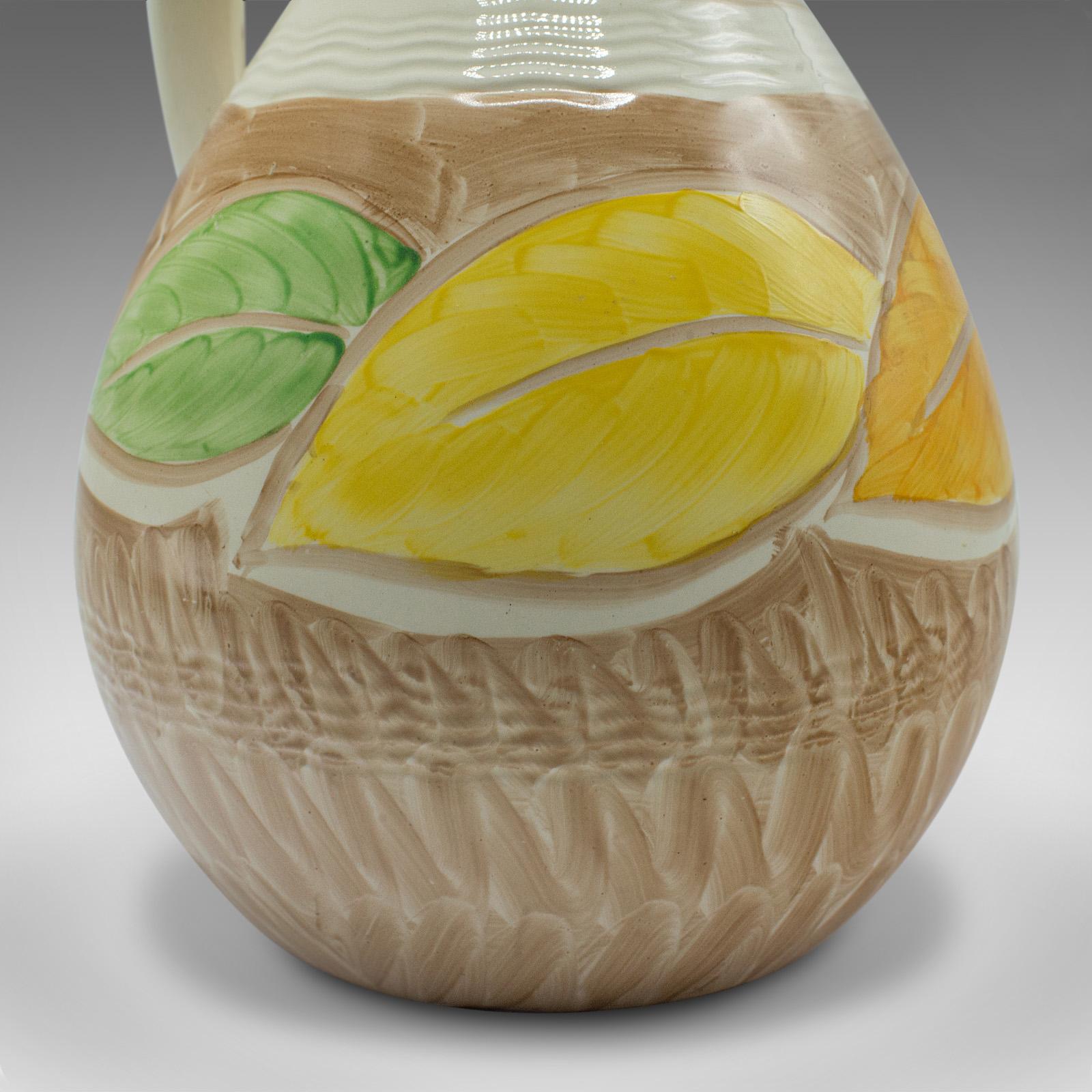 Vintage Decorative Pouring Jug, English, Hand Painted Ceramic, Creamer, Art Deco For Sale 5