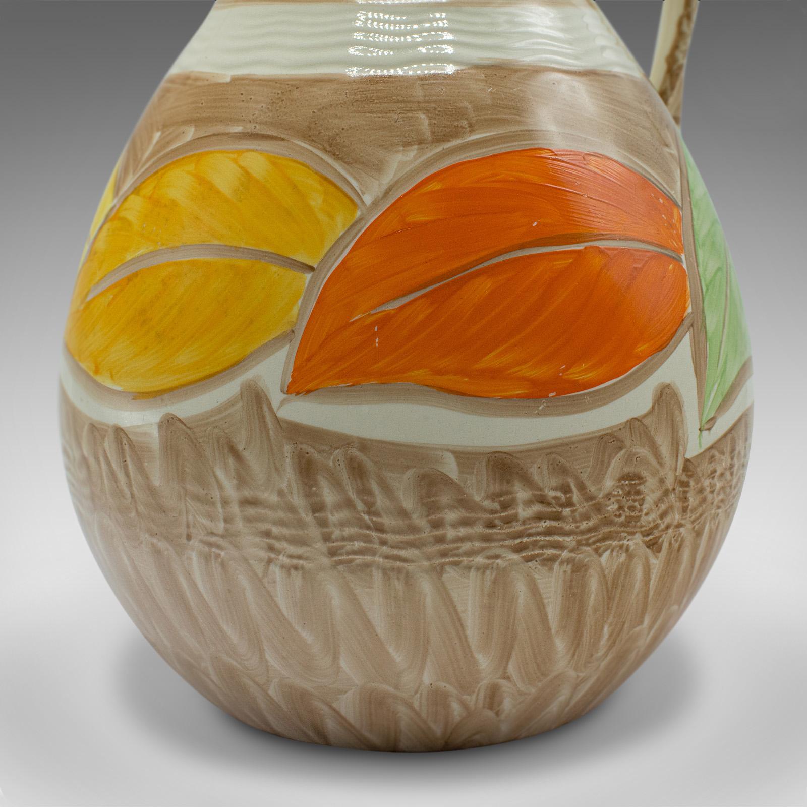 Vintage Decorative Pouring Jug, English, Hand Painted Ceramic, Creamer, Art Deco For Sale 6