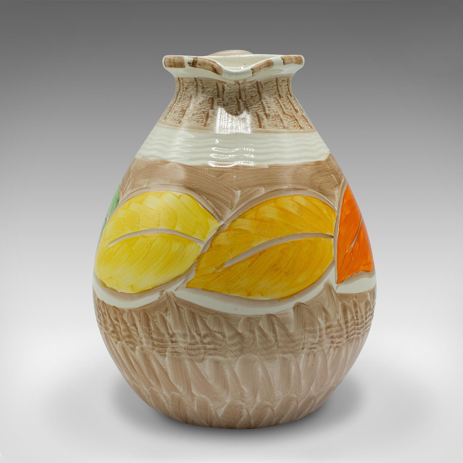 Vintage Decorative Pouring Jug, English, Hand Painted Ceramic, Creamer, Art Deco In Good Condition For Sale In Hele, Devon, GB