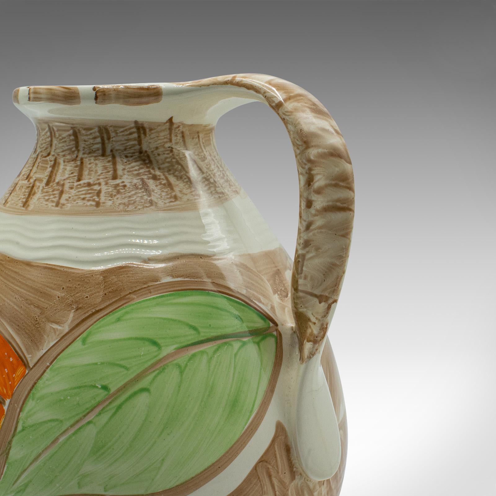 Vintage Decorative Pouring Jug, English, Hand Painted Ceramic, Creamer, Art Deco For Sale 4