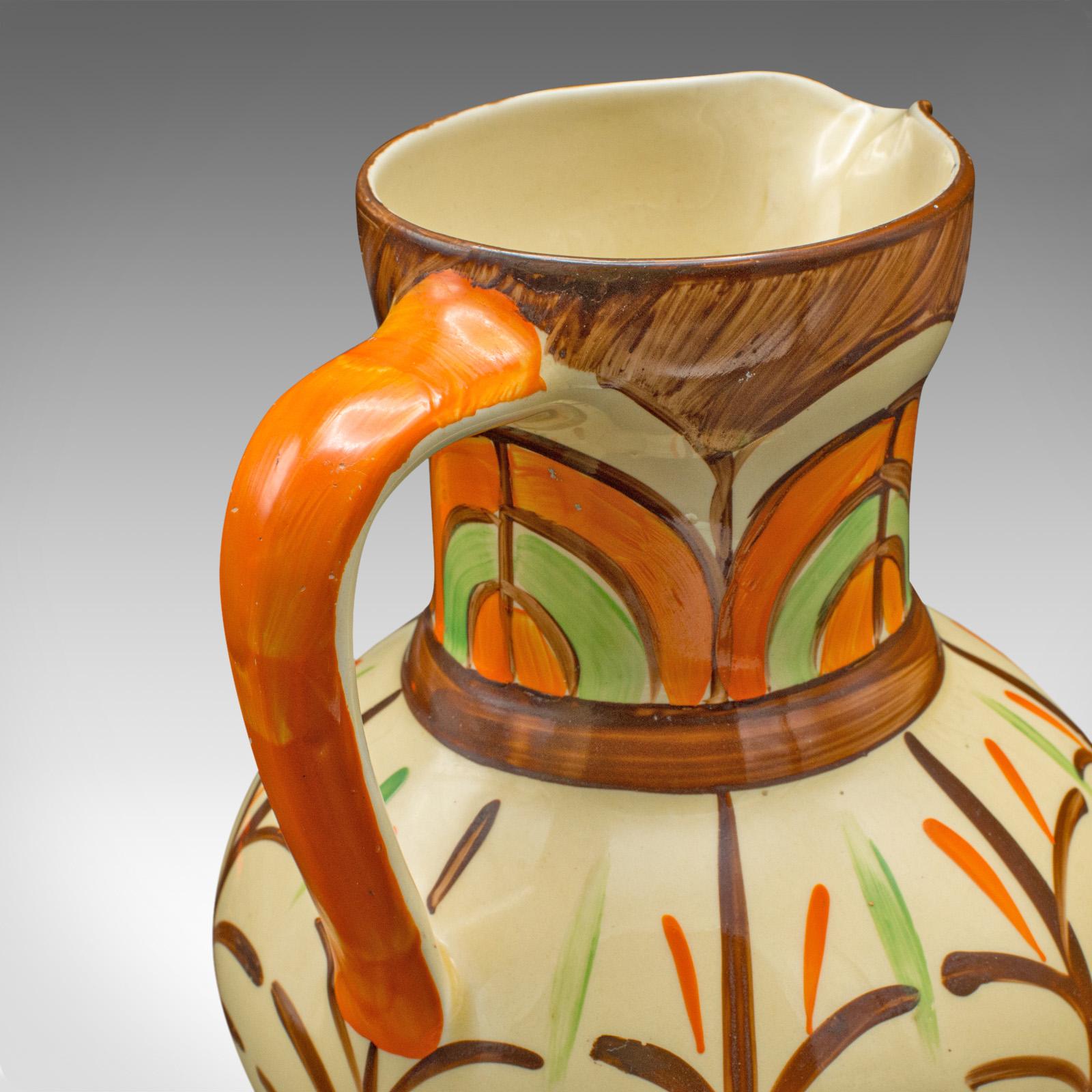 Vintage Decorative Pouring Jug, English, Hand Painted Ceramic, Pourer, Art Deco For Sale 6