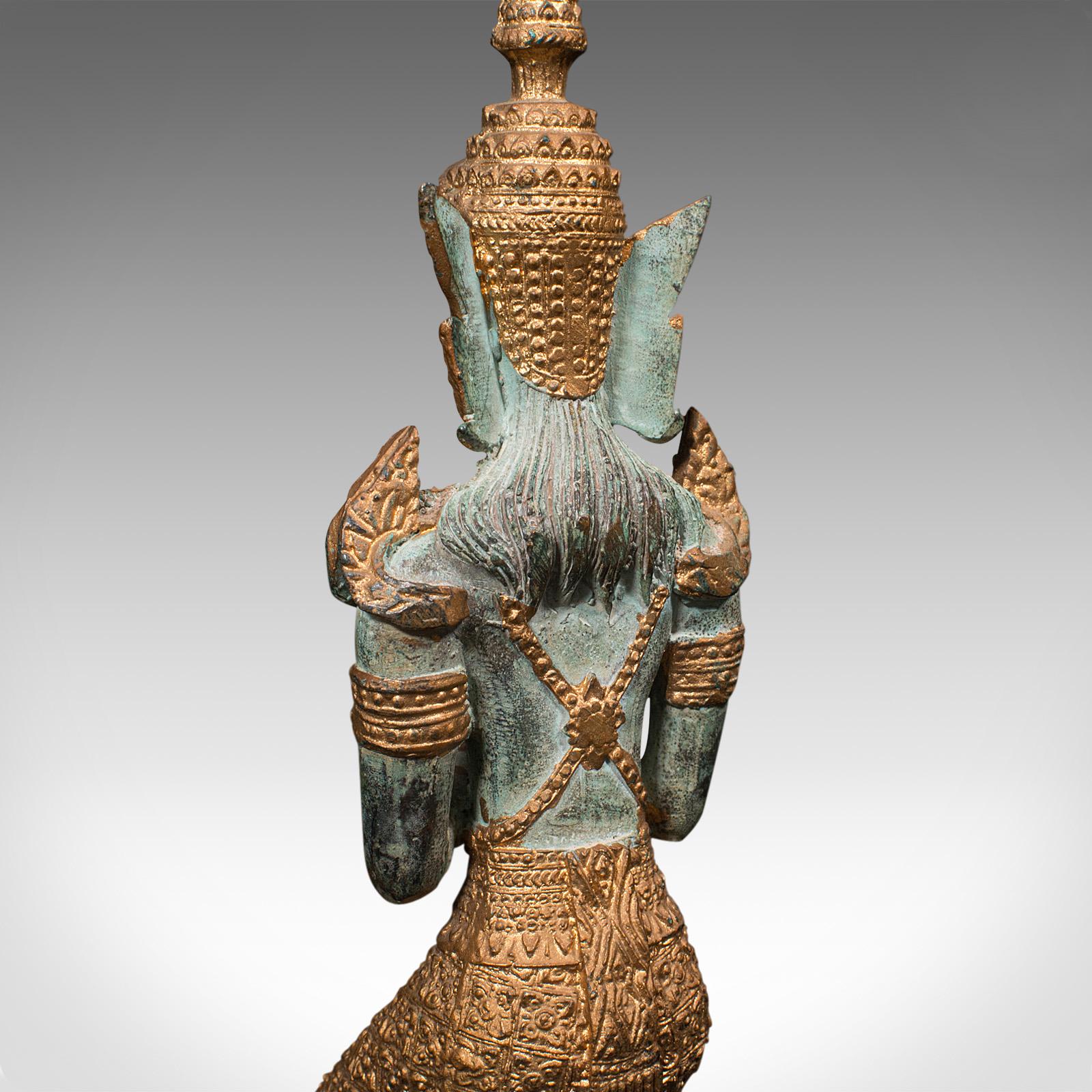 Vintage Decorative Prayer Figure, Oriental, Gilt Bronze, Thai Deity, Art Deco For Sale 6