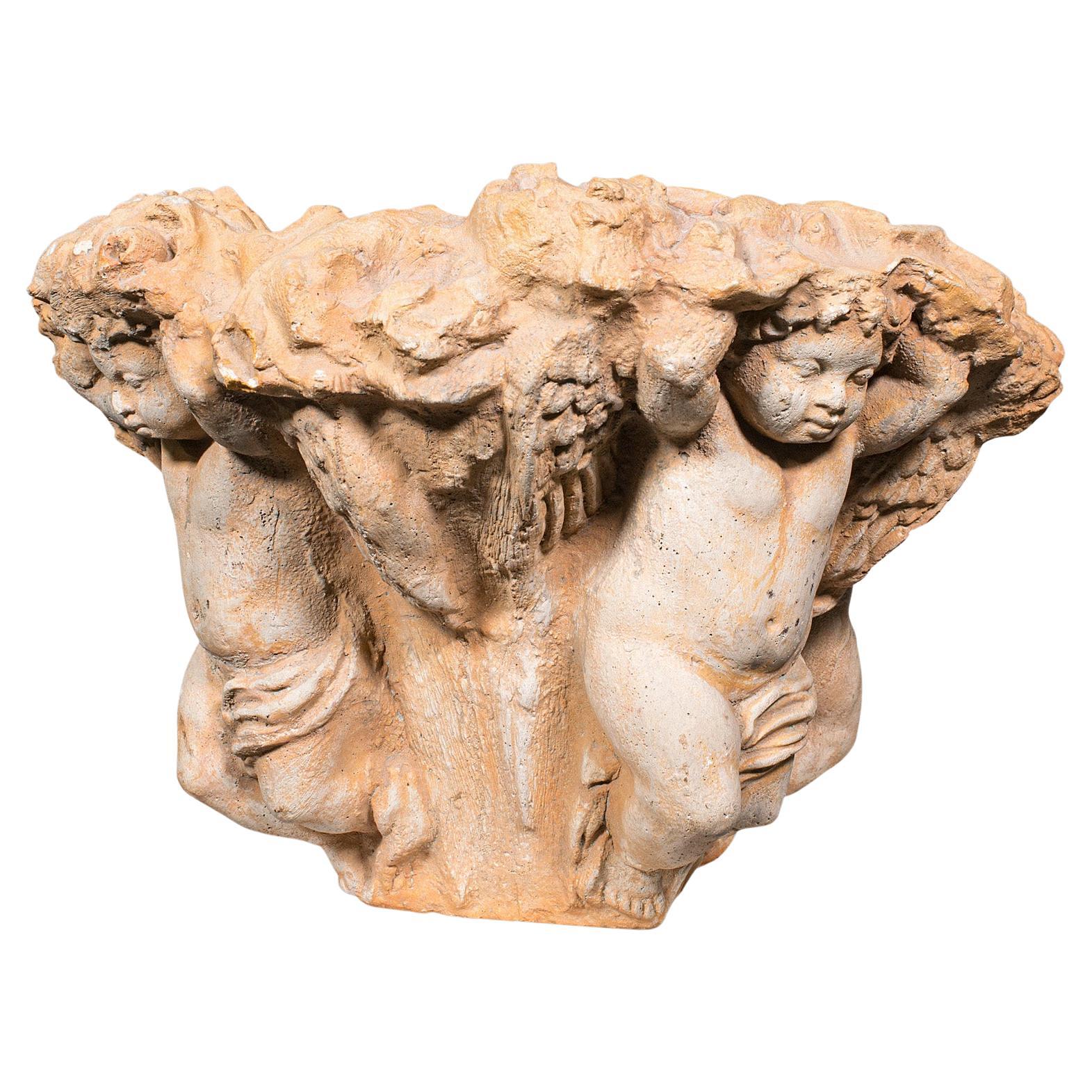 Vintage Decorative Putti Planter, Italian, Jardiniere, Cherub Figures circa 1950