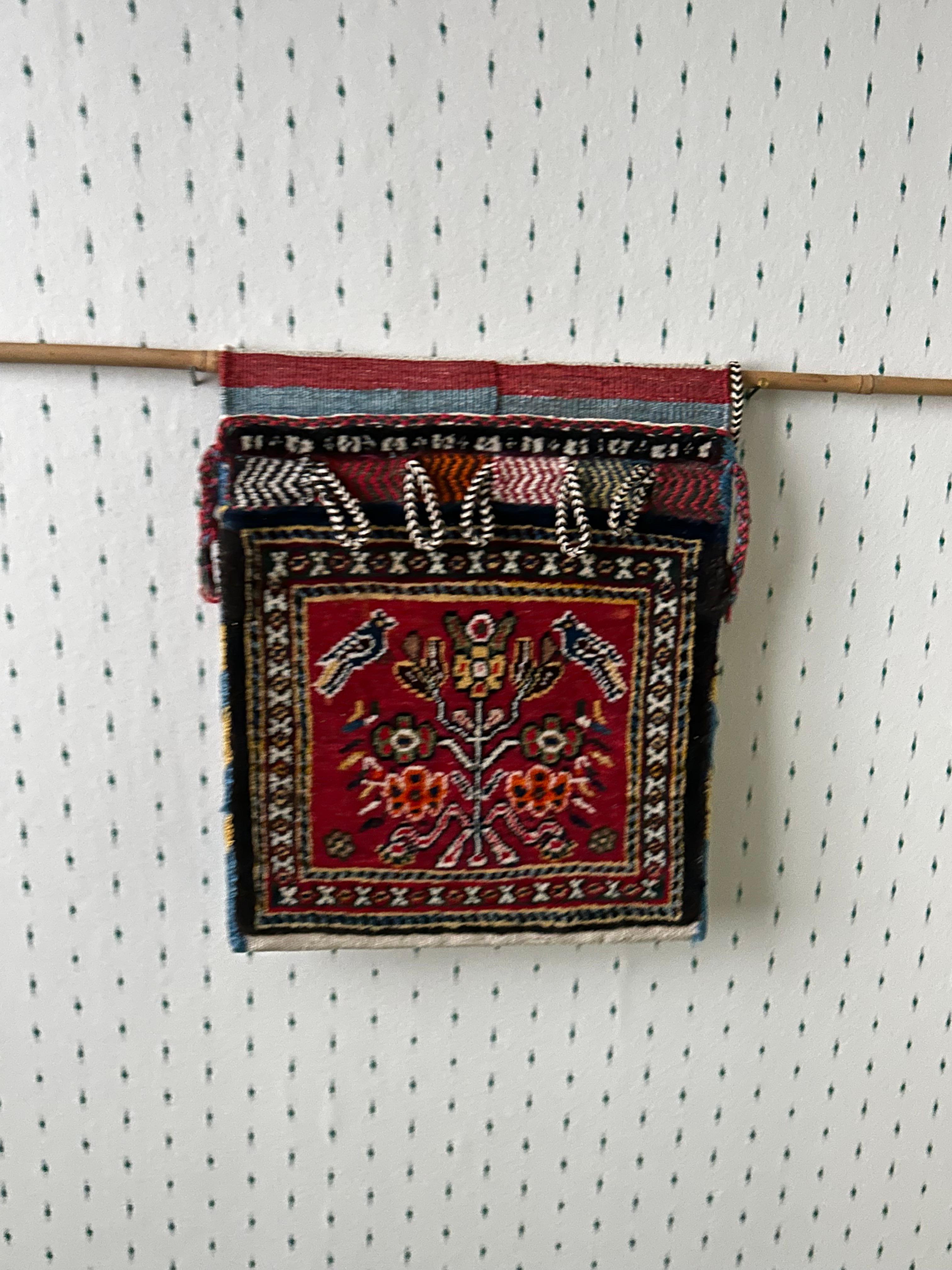 Unknown Vintage Decorative Red Kashgai Kurd Saddle Bag, West Asia, 20th Century