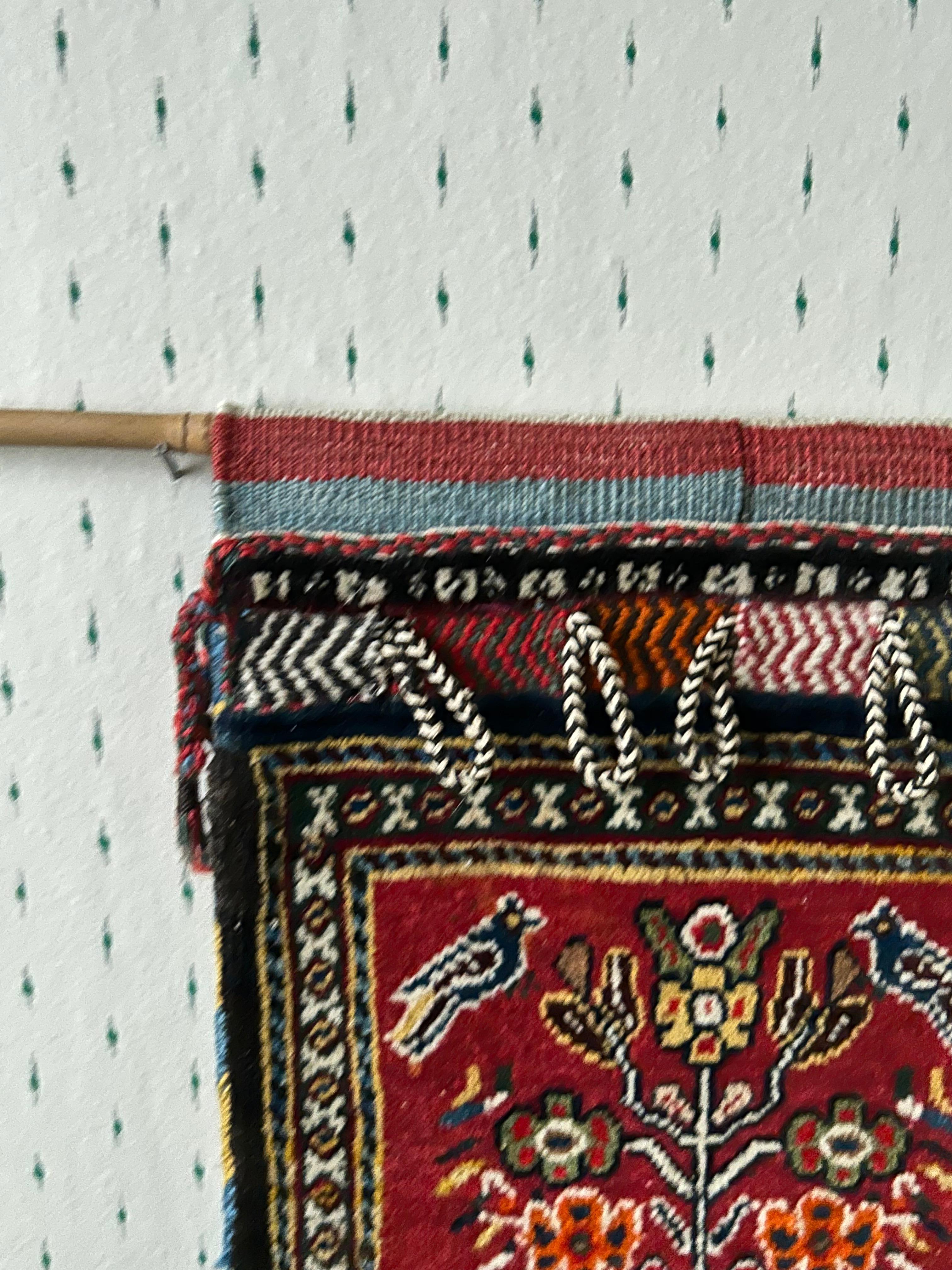 Hand-Crafted Vintage Decorative Red Kashgai Kurd Saddle Bag, West Asia, 20th Century