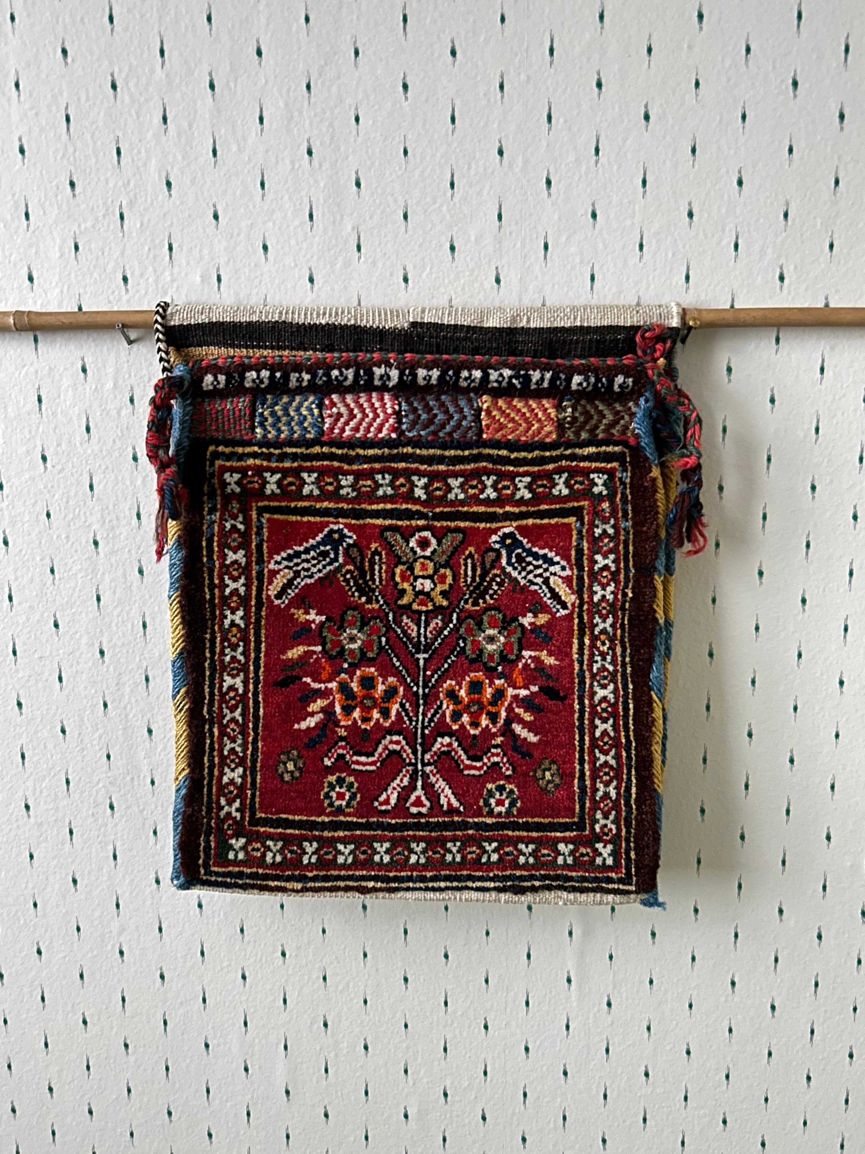 Vintage Decorative Red Kashgai Kurd Saddle Bag, West Asia, 20th Century 2