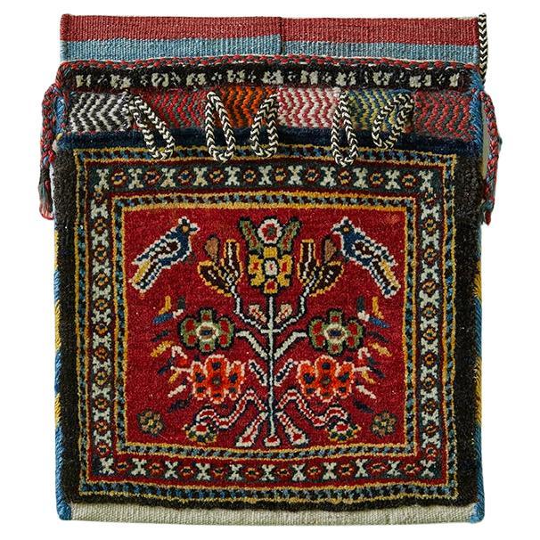 Vintage Decorative Red Kashgai Kurd Saddle Bag, West Asia, 20th Century