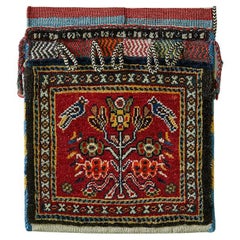 Vintage Decorative Red Kashgai Kurd Saddle Bag, West Asia, 20th Century