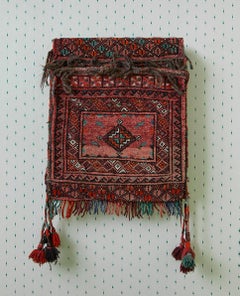 Vintage Decorative Red Turkem Baluch Saddle Bag, West Asia, 20th Century