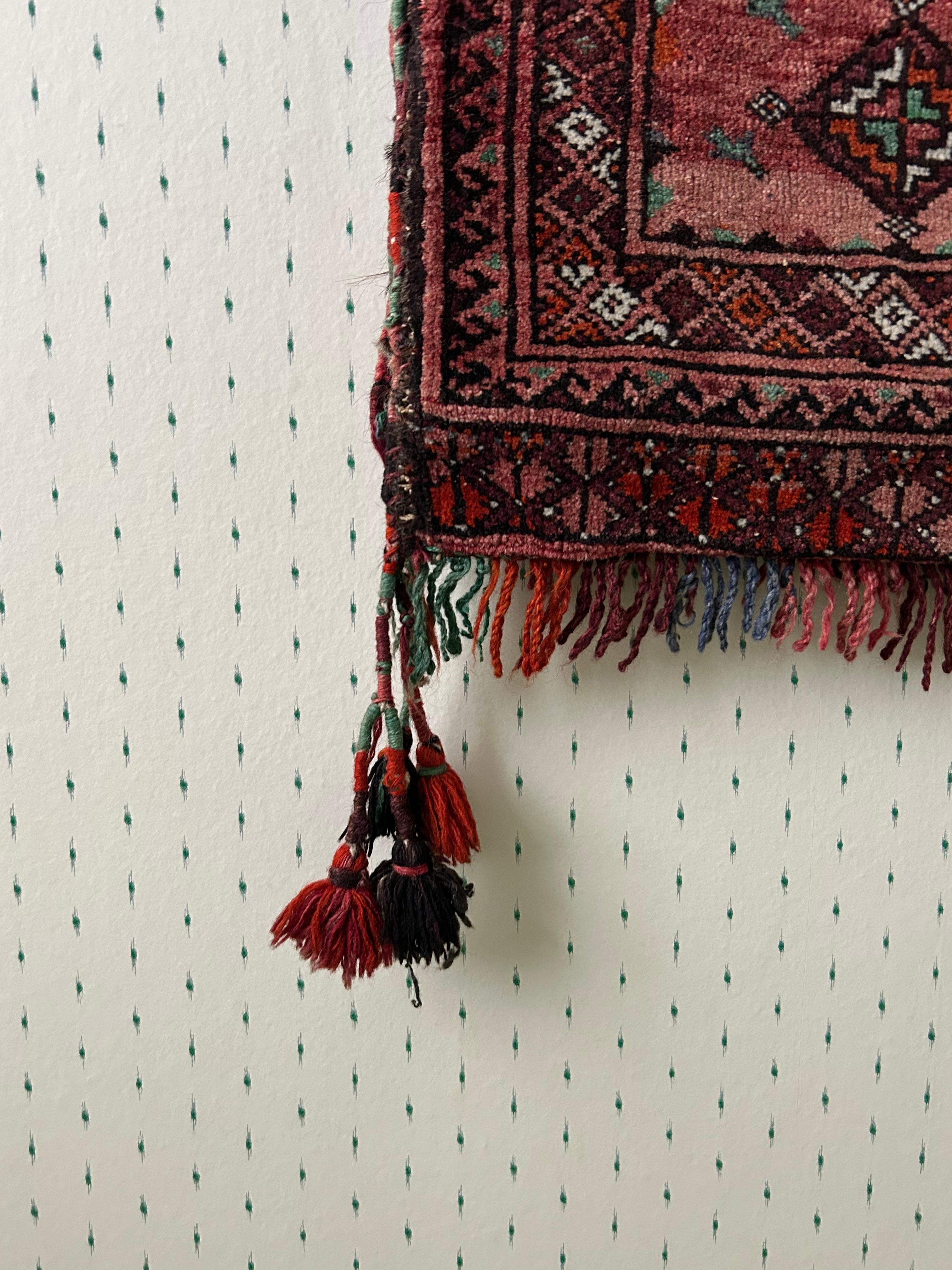 Hand-Crafted Vintage Decorative Red Turkem Baluch Saddle Bag, West Asia, 20th Century