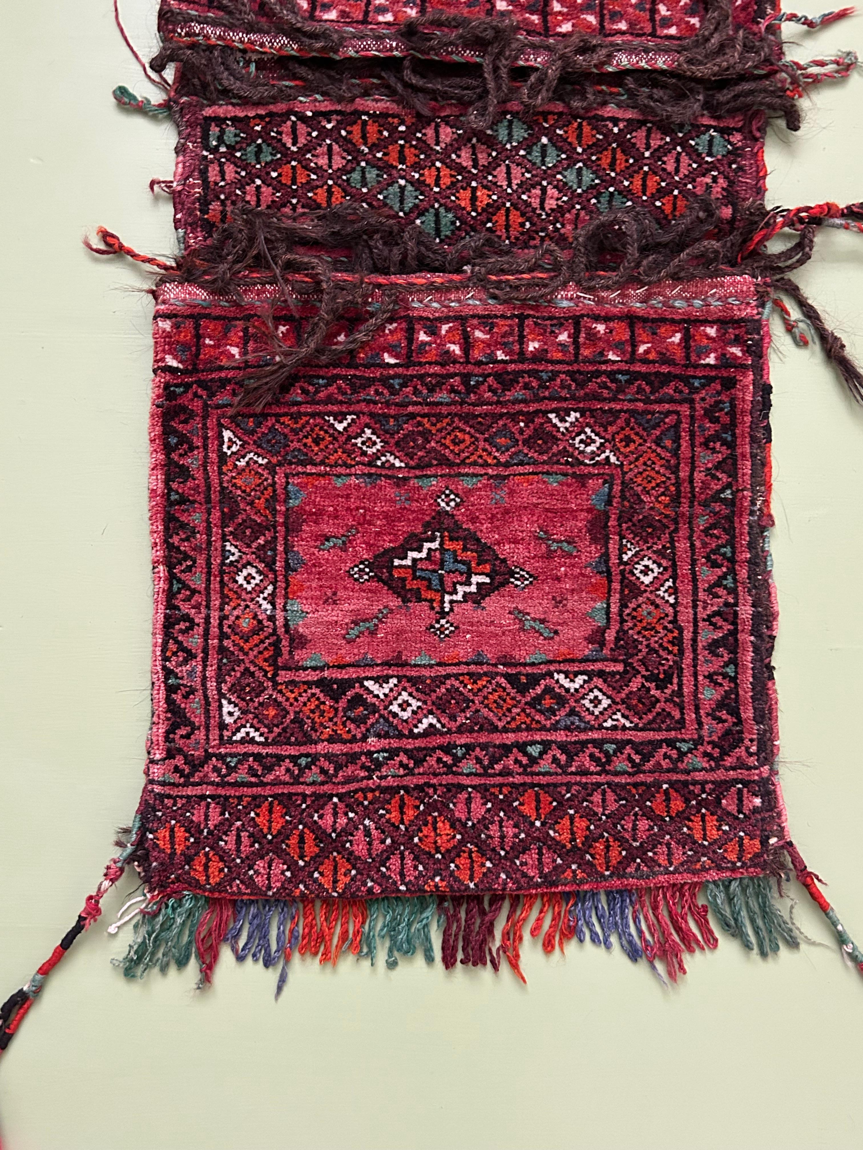 Vintage Decorative Red Turkem Baluch Saddle Bag, West Asia, 20th Century 3