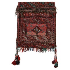 Vintage Decorative Red Turkem Baluch Saddle Bag, West Asia, 20th Century