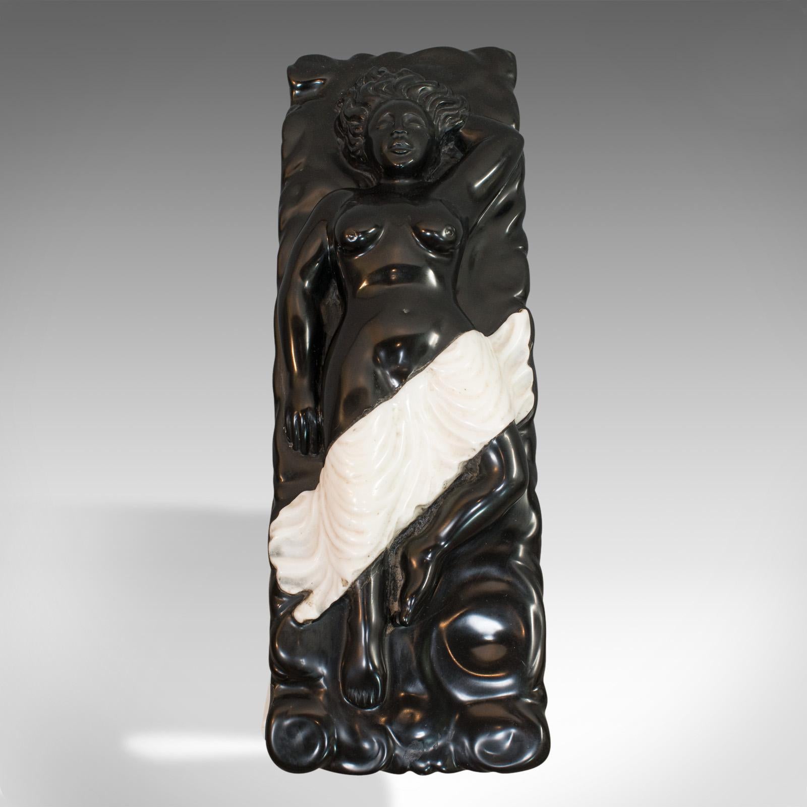 This is a vintage decorative sculpture. An English, marble female ornament by Dominic Hurley, dating to the late 20th century, circa 2000.

Displays a desirable aged patina
The spectacular result of hundreds of hours of craftsmanship
Hewn from a