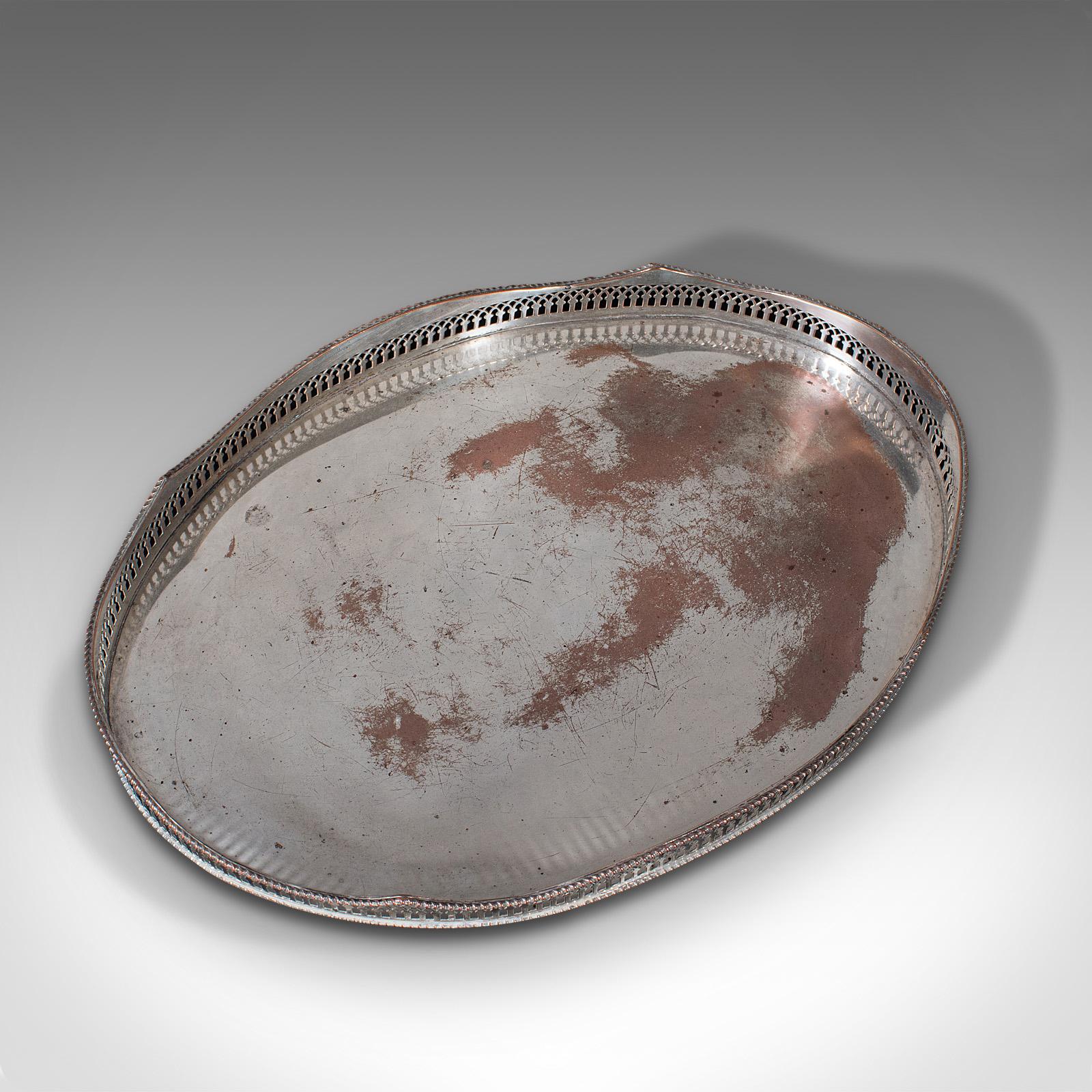 Vintage Decorative Serving Tray, English, Silver Plate Afternoon Tea, Oval, 1930 1