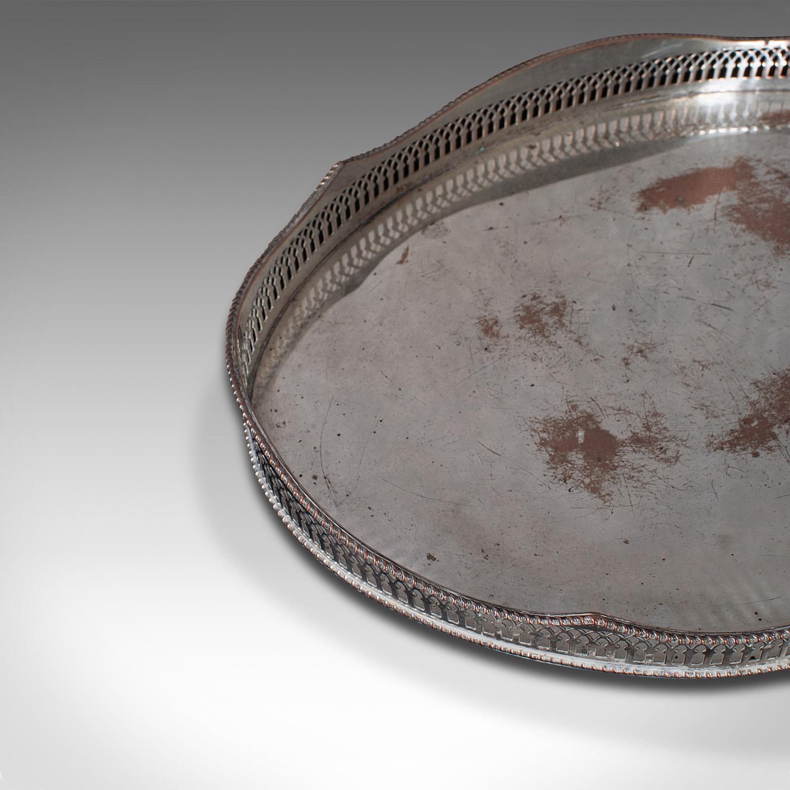 Vintage Decorative Serving Tray, English, Silver Plate Afternoon Tea, Oval, 1930 2