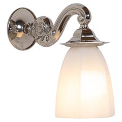 Vintage Decorative Silver And Opaline Glass Wall Sconces By Gec