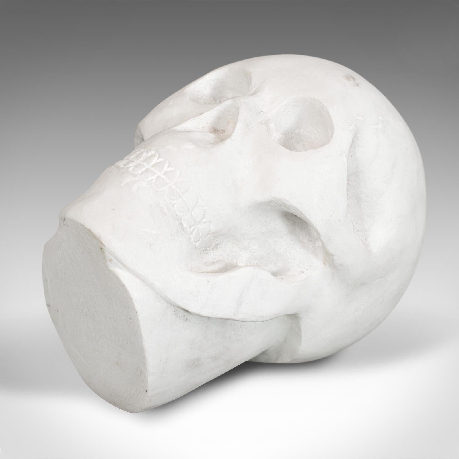 Vintage Decorative Skull, English, White Marble, Desk, Ornament, Paperweight For Sale 6