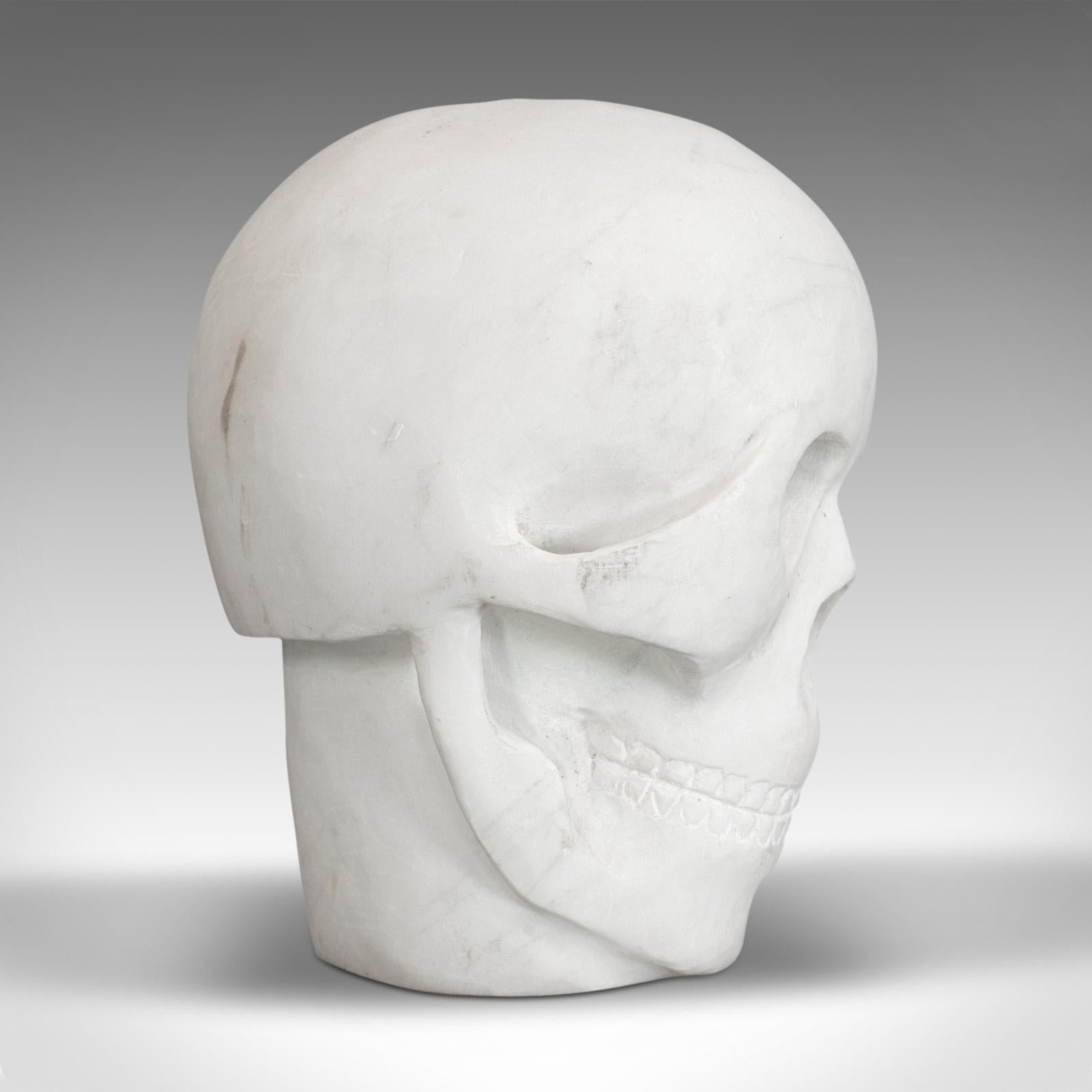 20th Century Vintage Decorative Skull, English, White Marble, Desk, Ornament, Paperweight For Sale