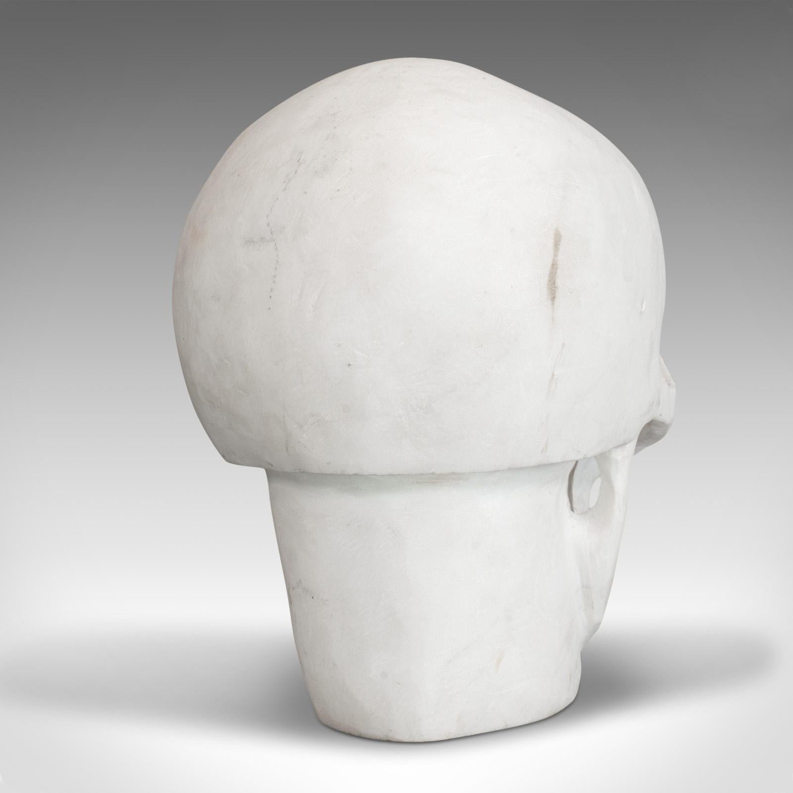 Vintage Decorative Skull, English, White Marble, Desk, Ornament, Paperweight For Sale 1
