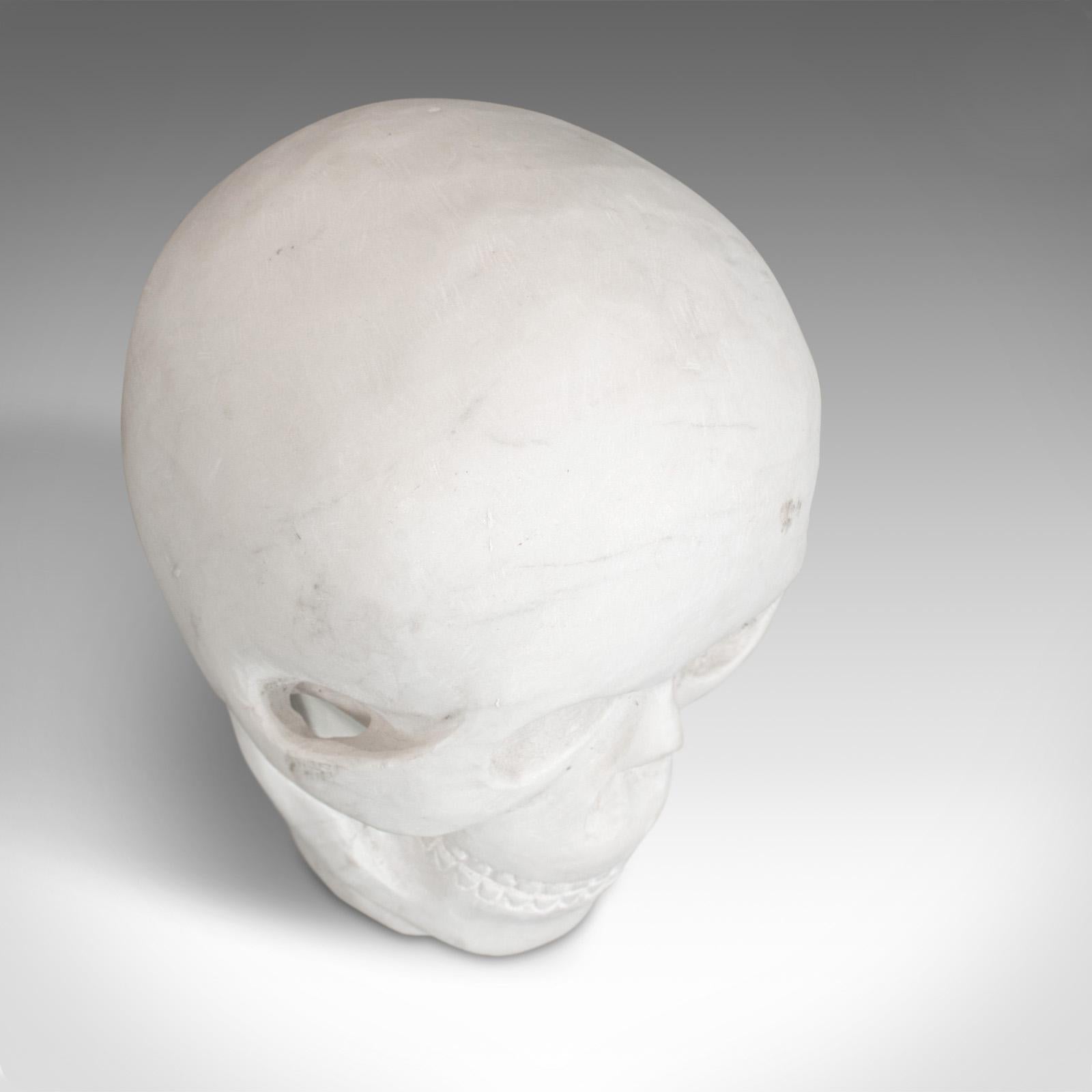 Vintage Decorative Skull, English, White Marble, Desk, Ornament, Paperweight For Sale 2