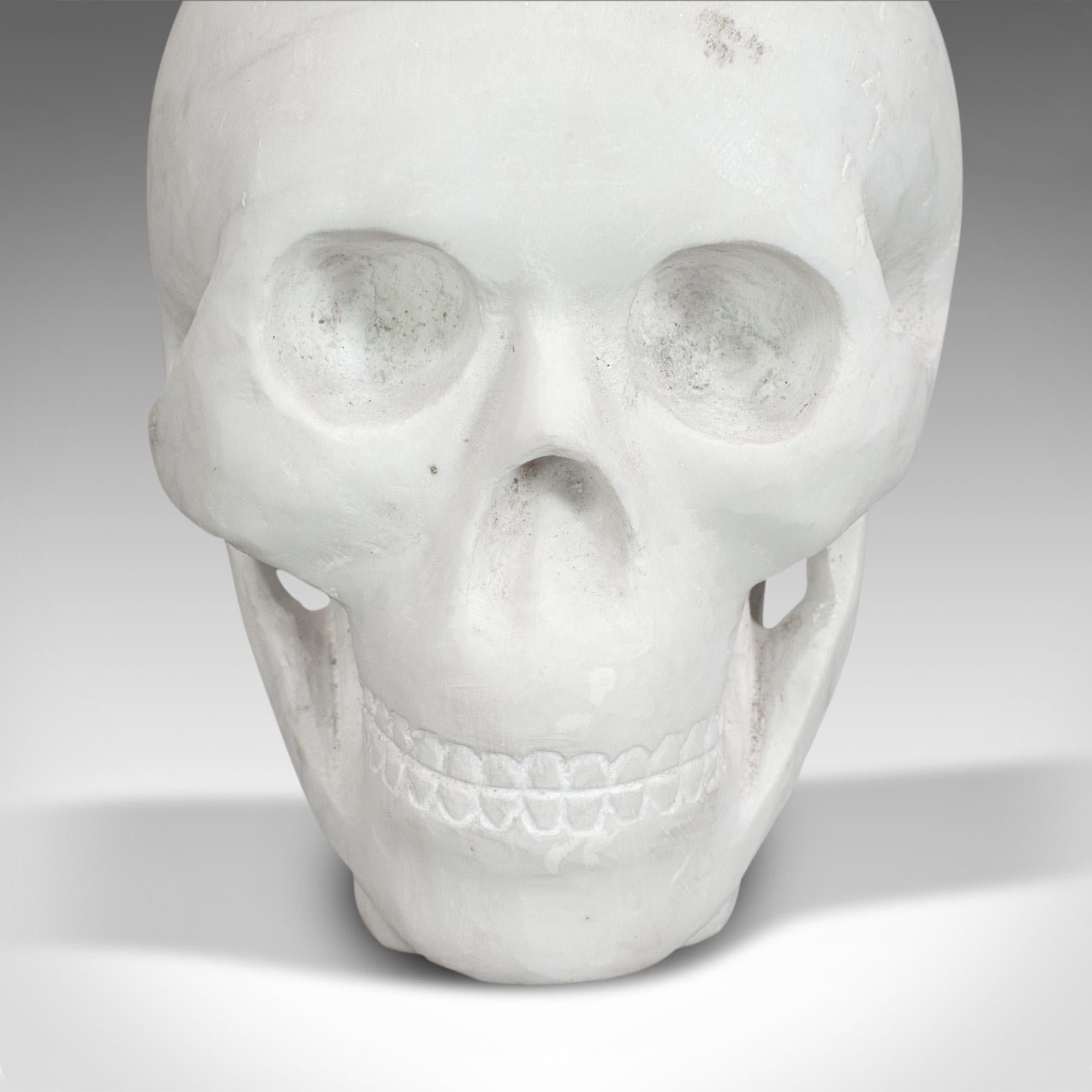 Vintage Decorative Skull, English, White Marble, Desk, Ornament, Paperweight For Sale 4
