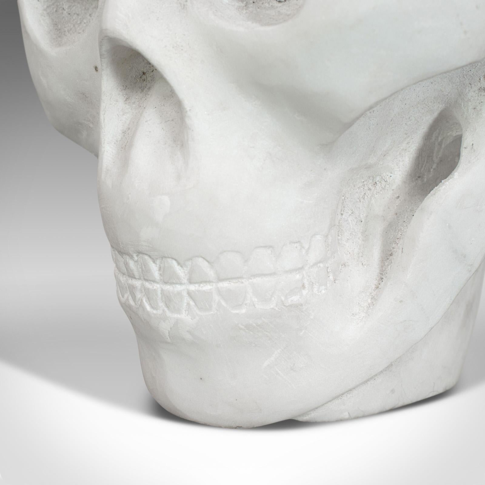 Vintage Decorative Skull, English, White Marble, Desk, Ornament, Paperweight For Sale 5