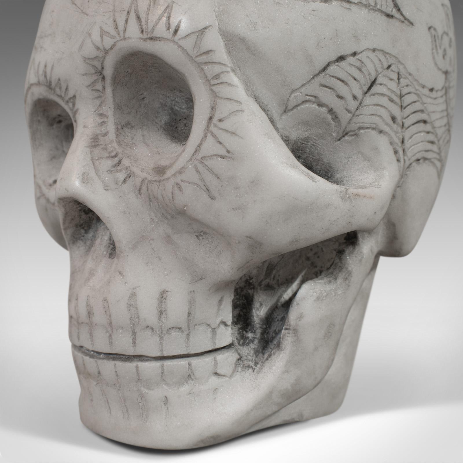 Vintage Decorative Skull Ornament, English, Marble, Showpiece, Dominic Hurley For Sale 5