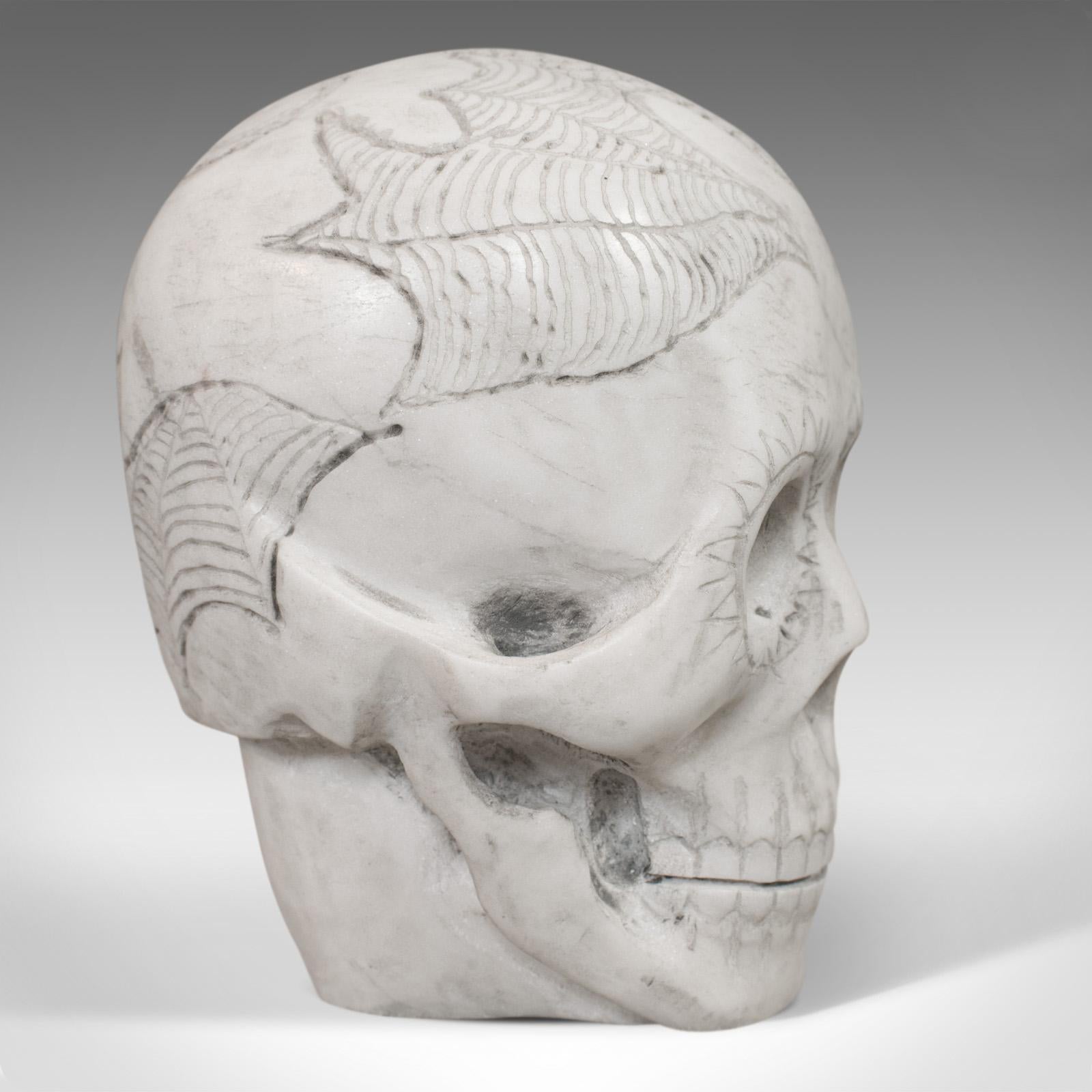 Vintage Decorative Skull Ornament, English, Marble, Showpiece, Dominic Hurley In Good Condition For Sale In Hele, Devon, GB