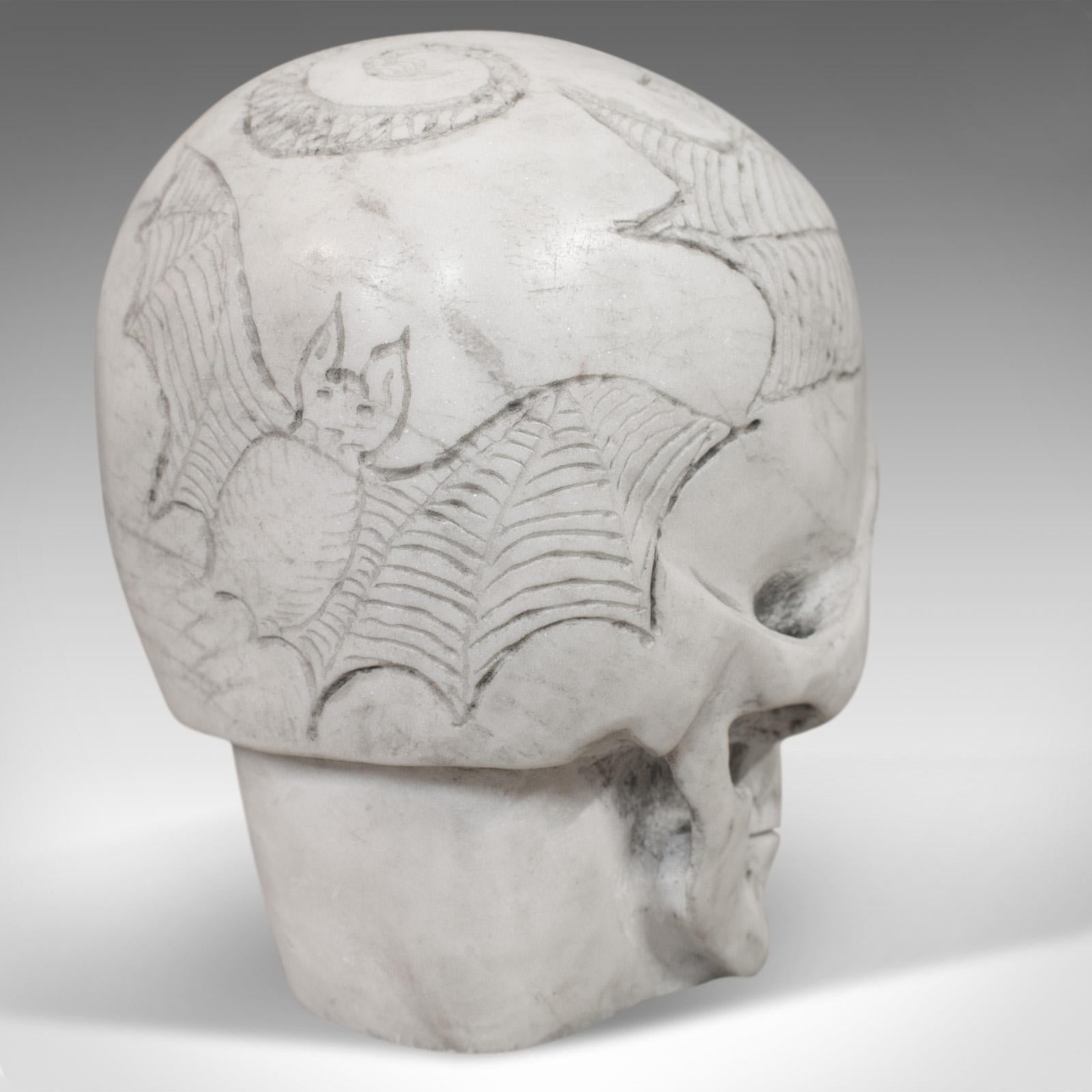 20th Century Vintage Decorative Skull Ornament, English, Marble, Showpiece, Dominic Hurley For Sale