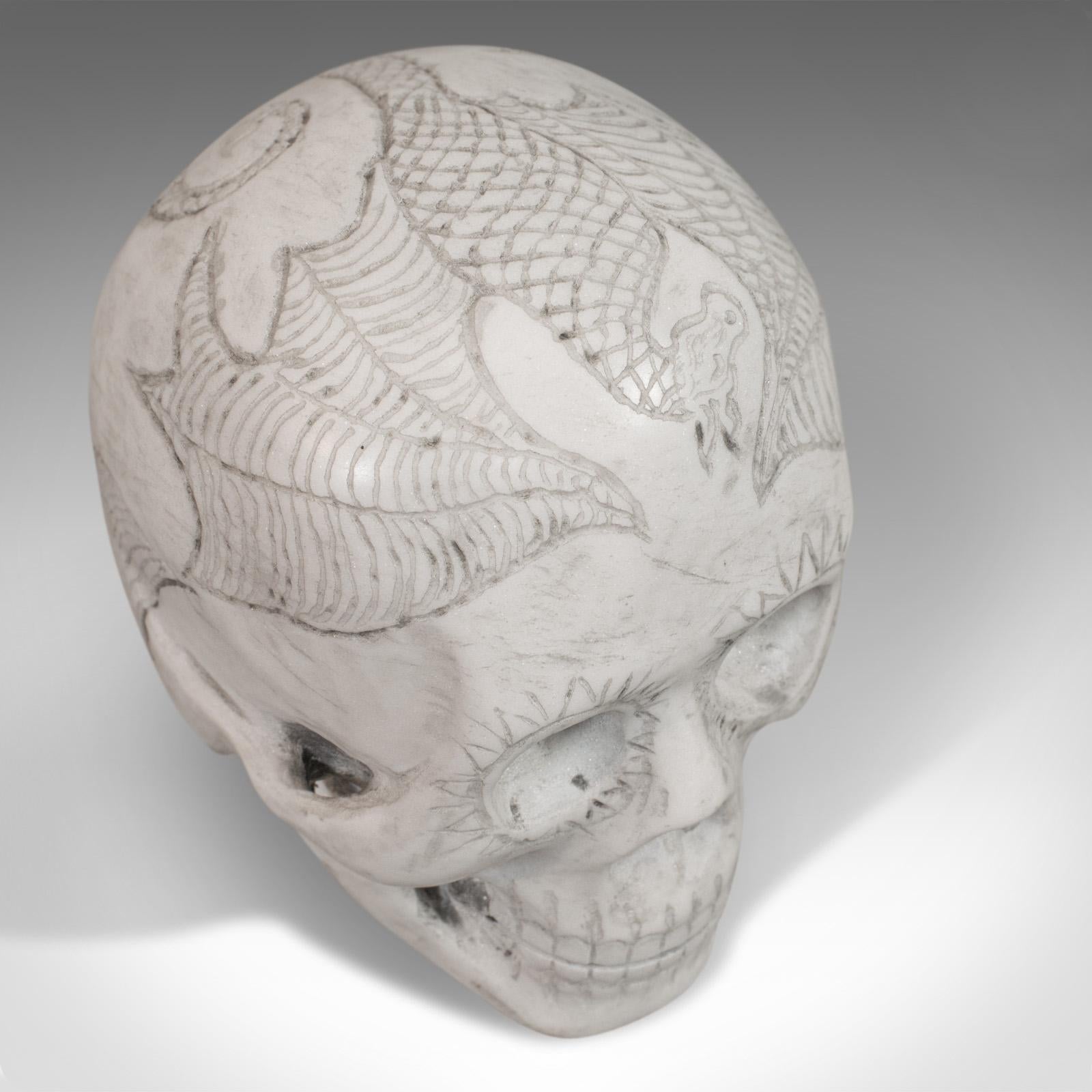 Vintage Decorative Skull Ornament, English, Marble, Showpiece, Dominic Hurley For Sale 2