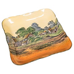 Vintage Decorative Square Dish, English, Ceramic Serving Plate, Early 20th, 1930