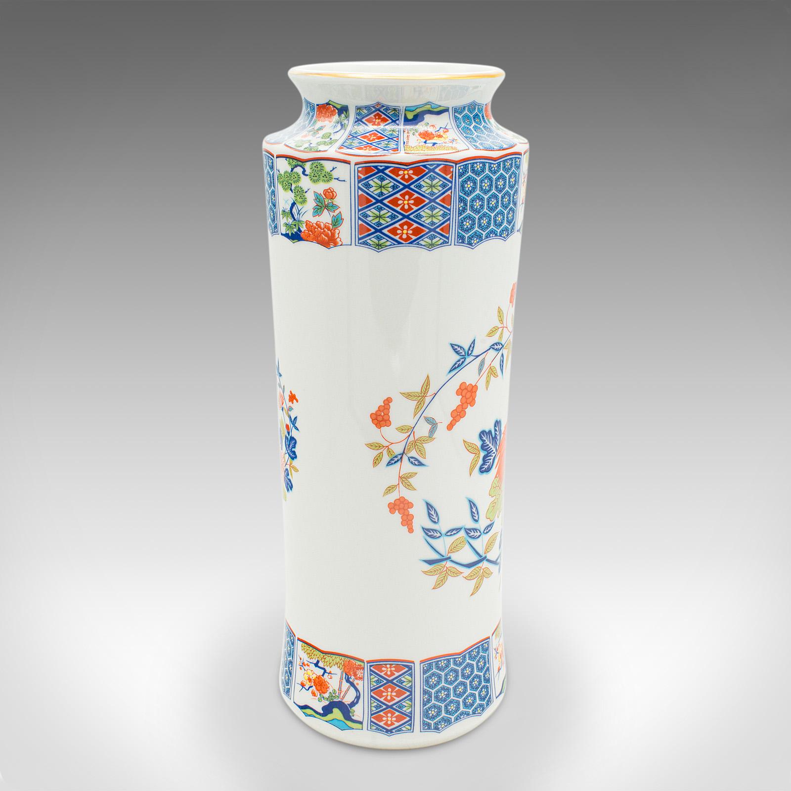 Chinese Export Vintage Decorative Stem Vase, Chinese, Ceramic, Flower Sleeve, Art Deco Revival For Sale