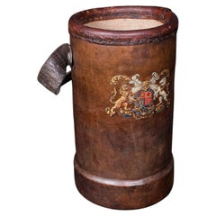 Vintage Decorative Stick Stand, English Leather Office Waste Basket, Storage Bin